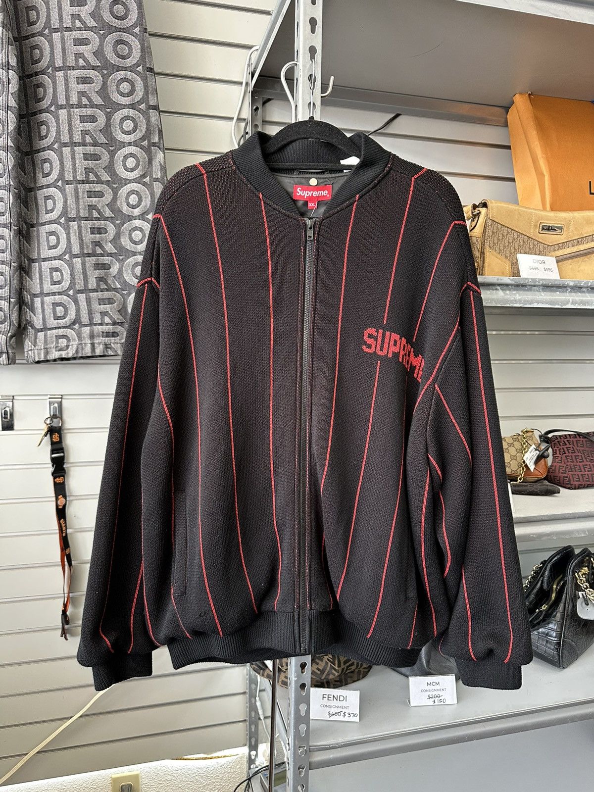 Supreme SS23 SUPREME PINSTRIPE VARSITY ZIP UP SWEATER Size US XXL / EU 58 / 5 - 1 Thumbnail