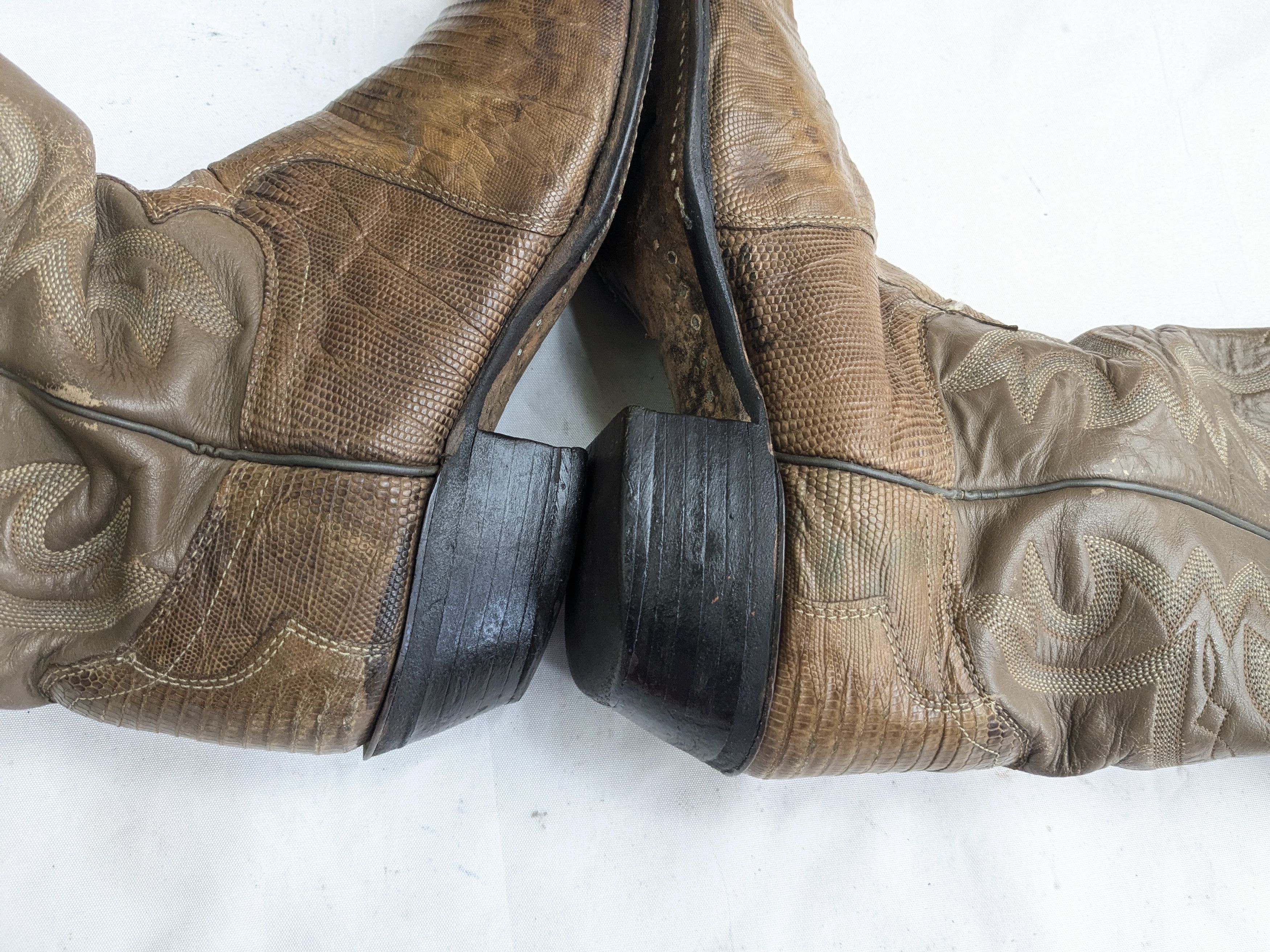 Other Vintage Justin Cowboy Boots Brown Lizard Leather 9.5 D Size US 9.5 / EU 42-43 - 3 Thumbnail