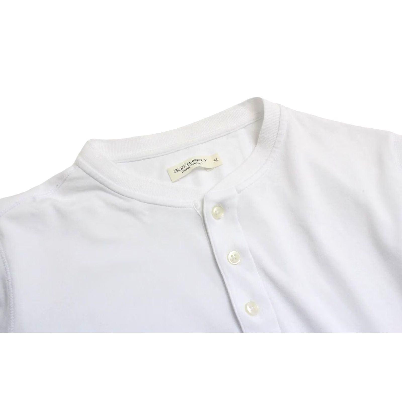 Suitsupply Suitsupply Pima Cotton T-Shirt Men's MEDIUM White Pullover Stretchy Half Button Shirt Mens Medium White Pullover Stretchy Half Button Size US M / EU 48-50 / 2 - 4 Thumbnail