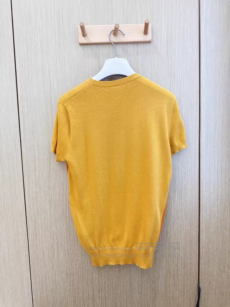 Loro Piana Loro Piana Yellow color block knit short sleeve top, mulbe Size XS / US 0-2 / IT 36-38 - 3 Thumbnail