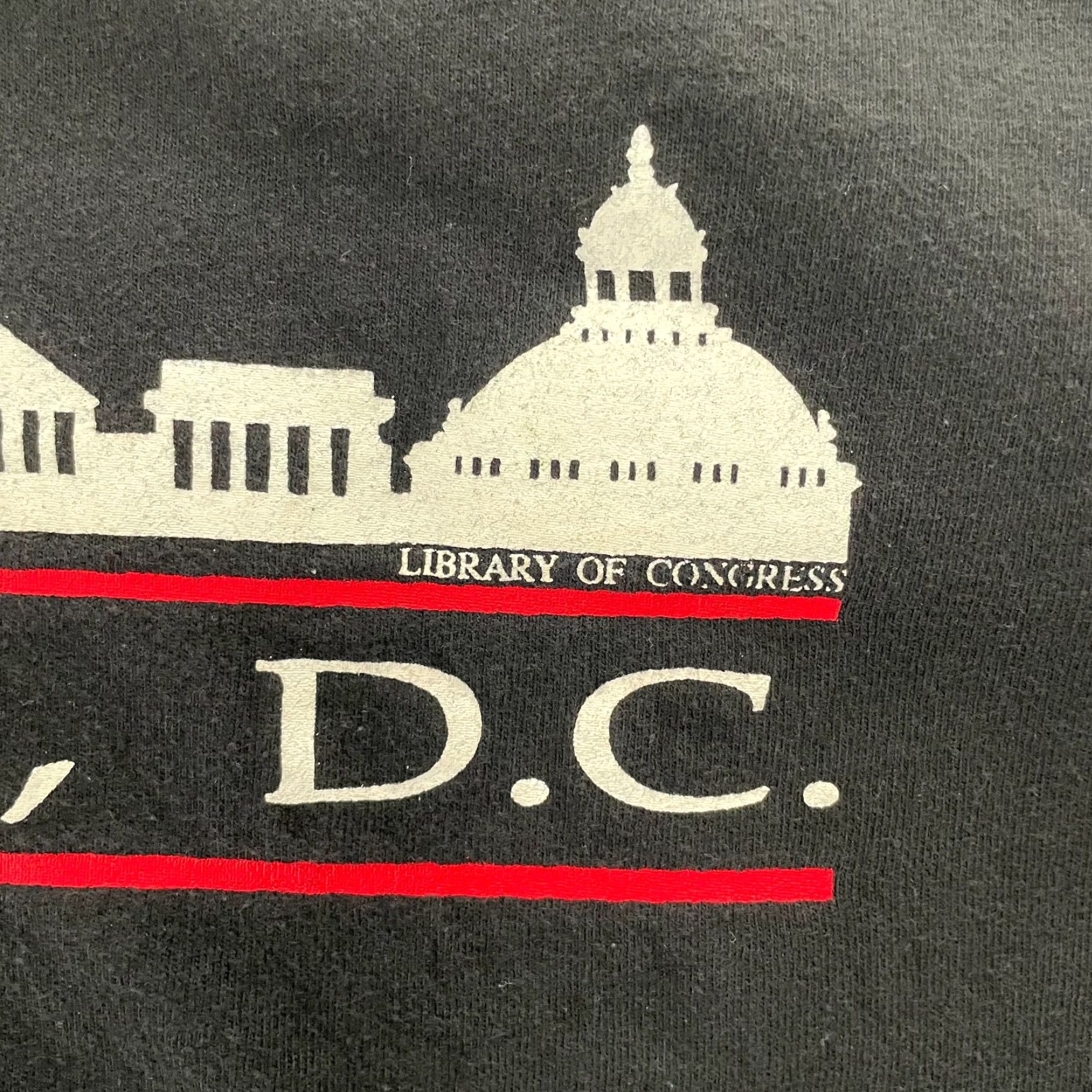 Hanes VINTAGE Hanes Beefy-T Washington DC Library Of Congress Graphic Print T-Shirt Adult Large Black USA Mens Size US L / EU 52-54 / 3 - 4 Thumbnail