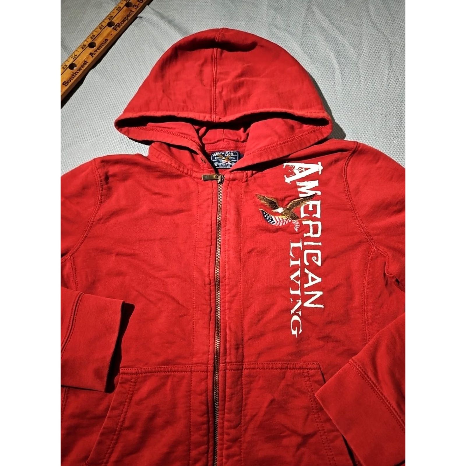 American Eagle Outfitters VINTAGE American Eagle Hoodie Mens Large Red Spellout Full Zip Embroidered Y2K Size US L / EU 52-54 / 3 - 2 Thumbnail