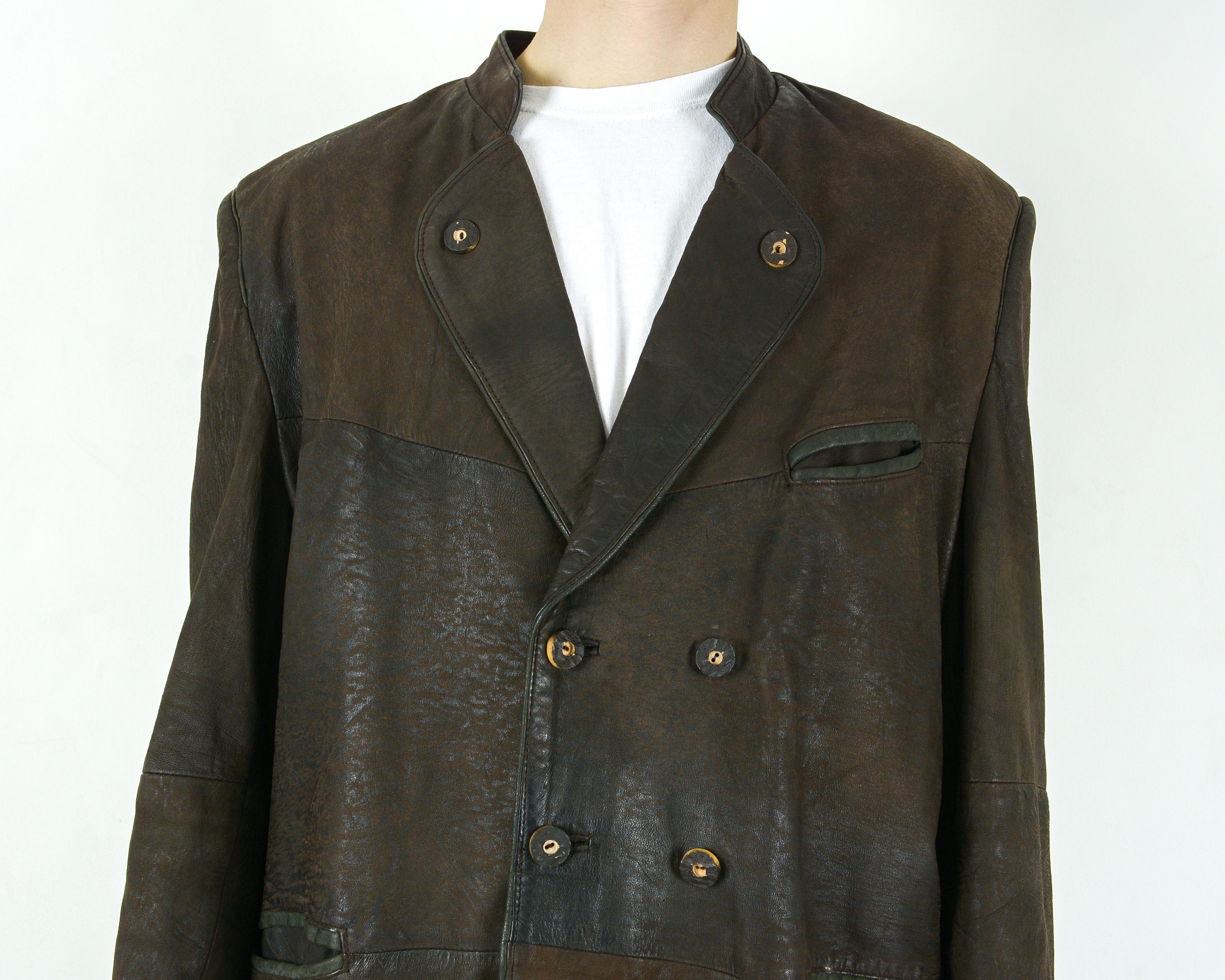 Leather W19 New Fast 2XL Leather Trachten Jacket Coat Blazer Janker Size 46R - 3 Thumbnail