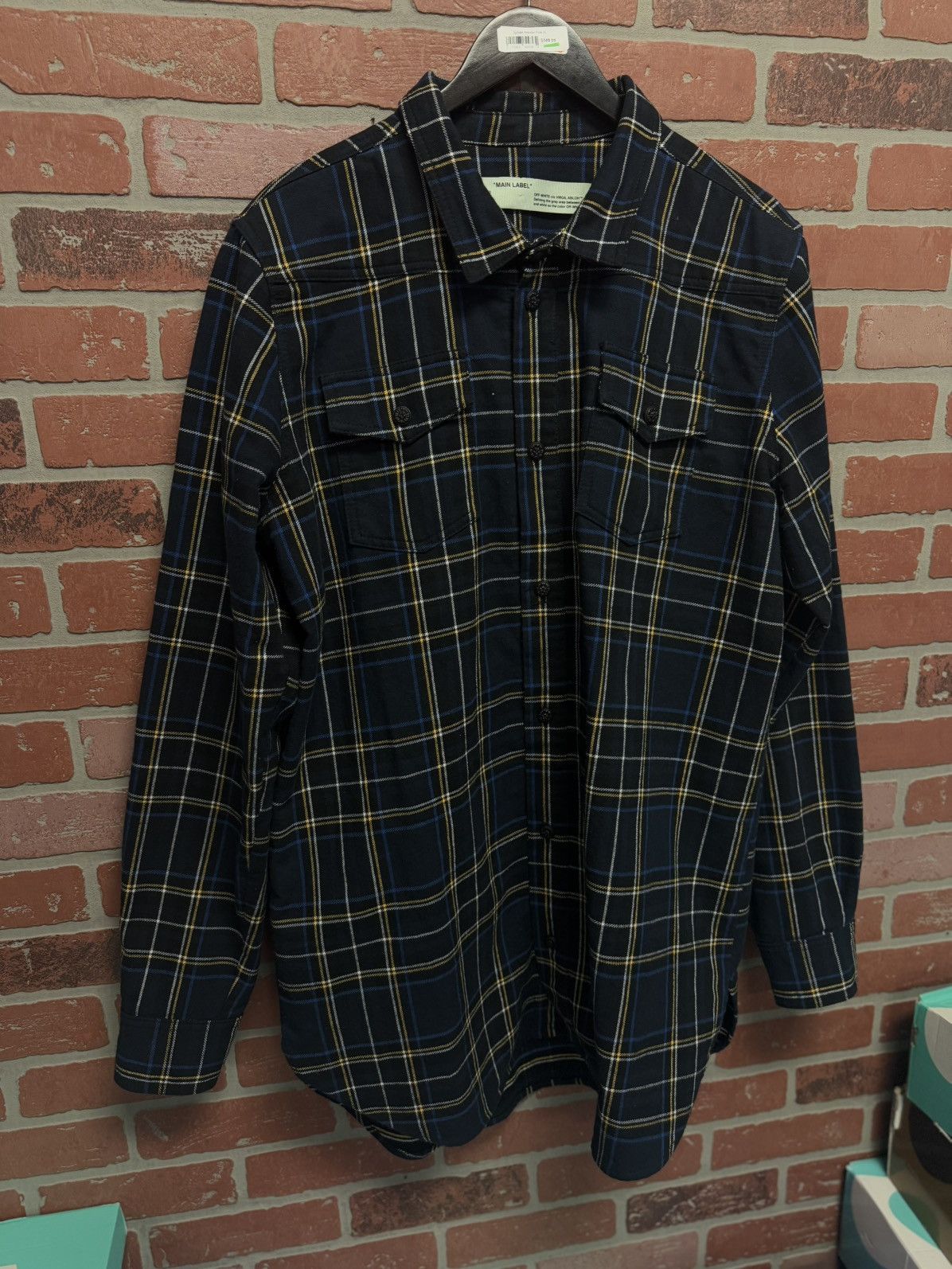 Off-White Off White Flannel Size XL Button Up Blue Yellow Size US XL / EU 56 / 4 - 2 Thumbnail
