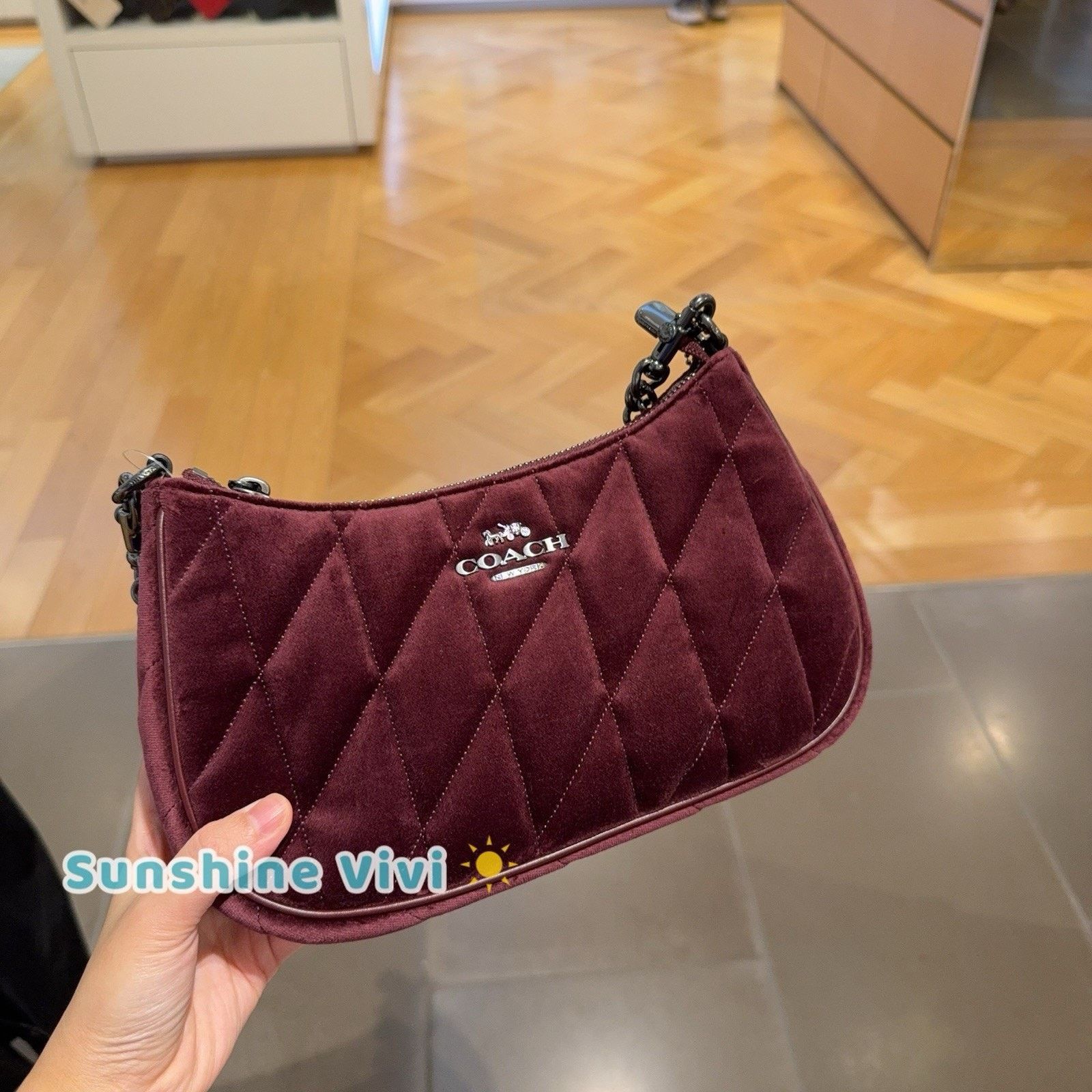 Coach NWT Coach Teri Shoulder Bag Quilting CCW70 Gunmetal/Burgundy Size ONE SIZE - 1 Thumbnail