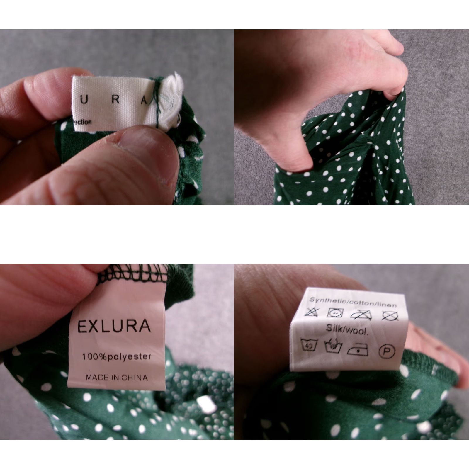 Vintage EXLURA Skirt Womens L Green Polka Dot Pleated Midi Elastic Waist Polyester Size 36" / US 14 / IT 50 - 8 Thumbnail