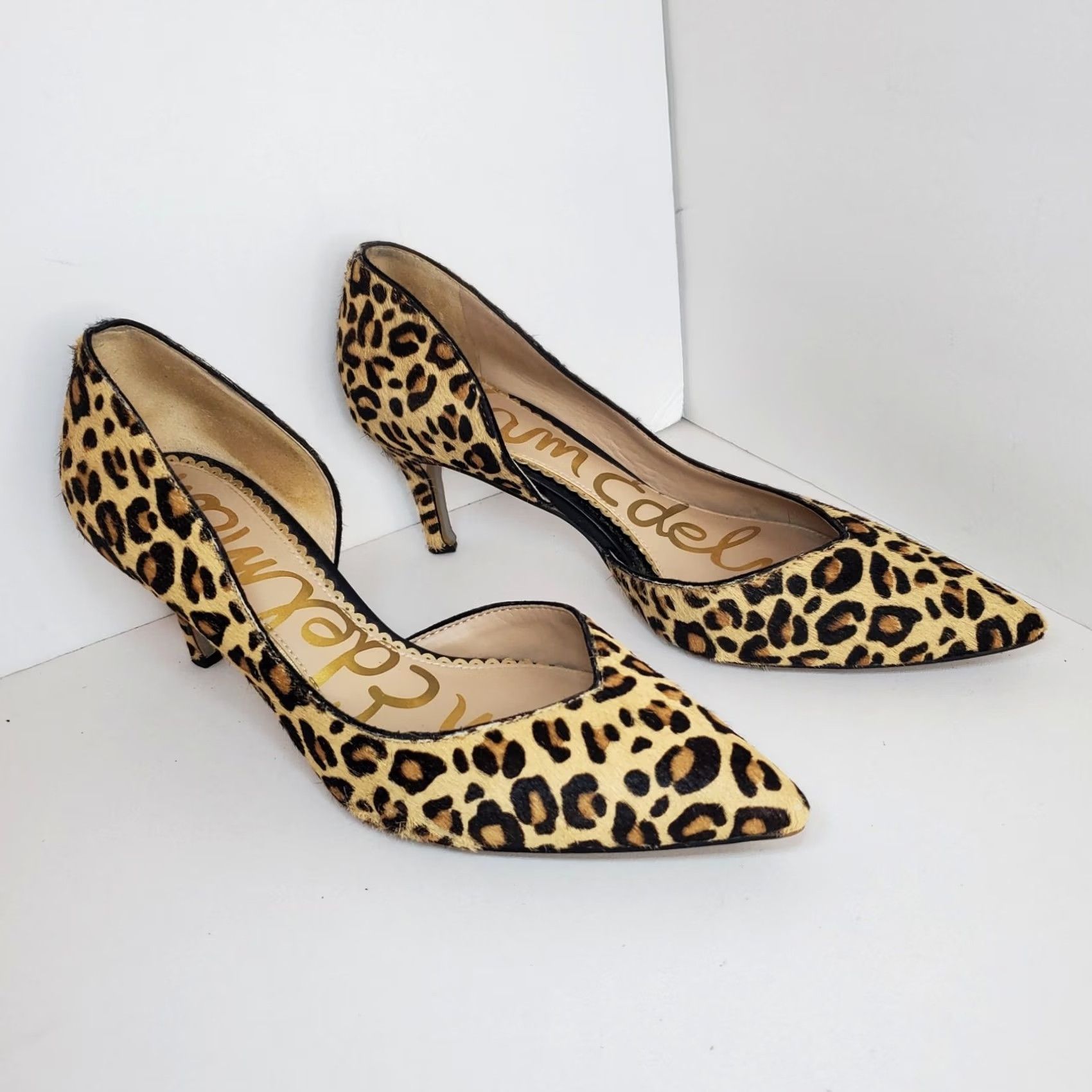Sam Edelman Sam Edelman Real Calf Hair Leopard Print Kitten Heels Womens Size 5 Brown Pointed Toe Slip On D'Orsay 90s Clubwear Office Siren Womens Size US 5 / IT 35 - 7 Thumbnail