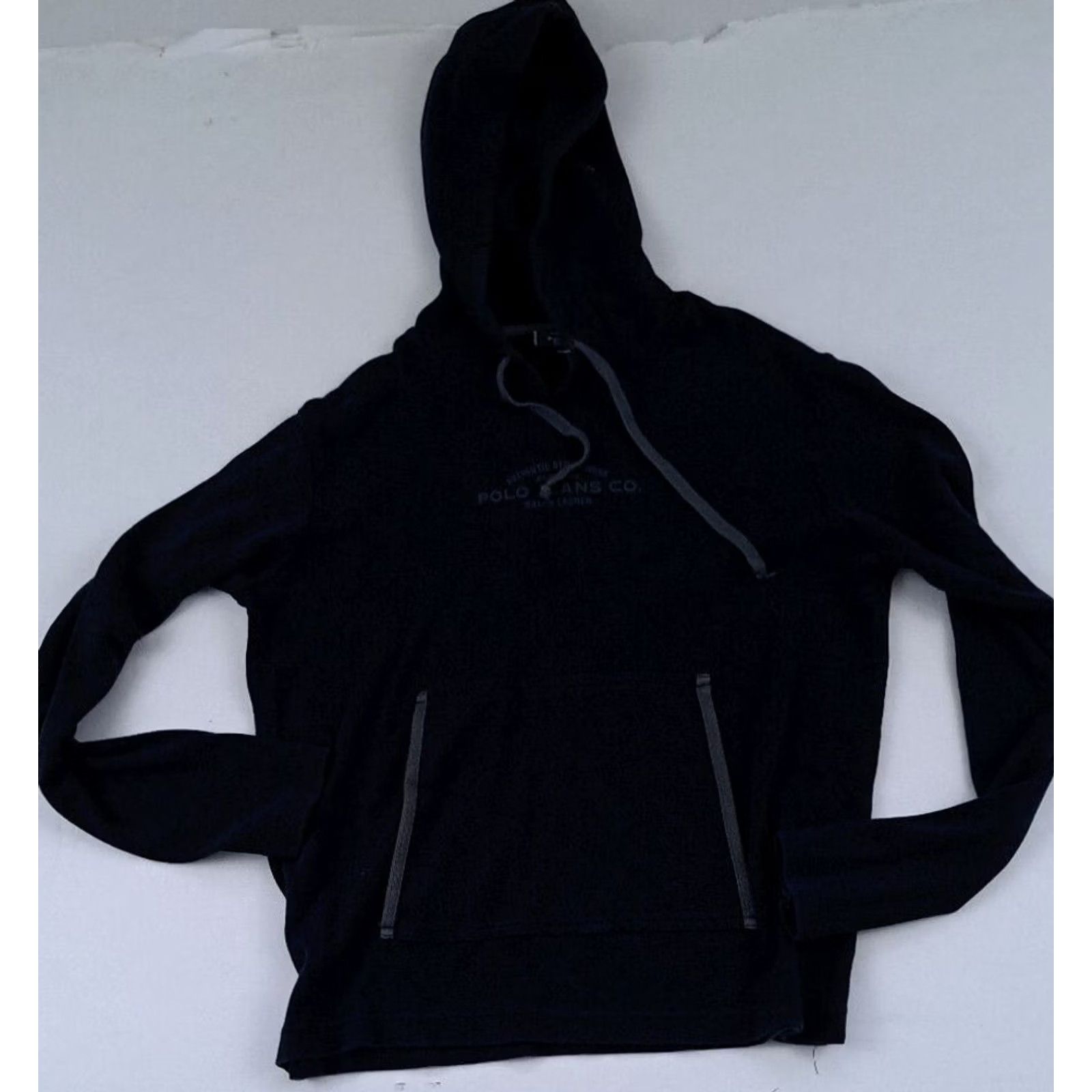 Ralph Lauren VINTAGE Polo Jeans Co. Womans Shirt Hoodie Medium Ralph Lauren Black Pullover Crew Neck Long Sleeve 100% Cotton Womens Size M / US 6-8 / IT 42-44 - 3 Thumbnail