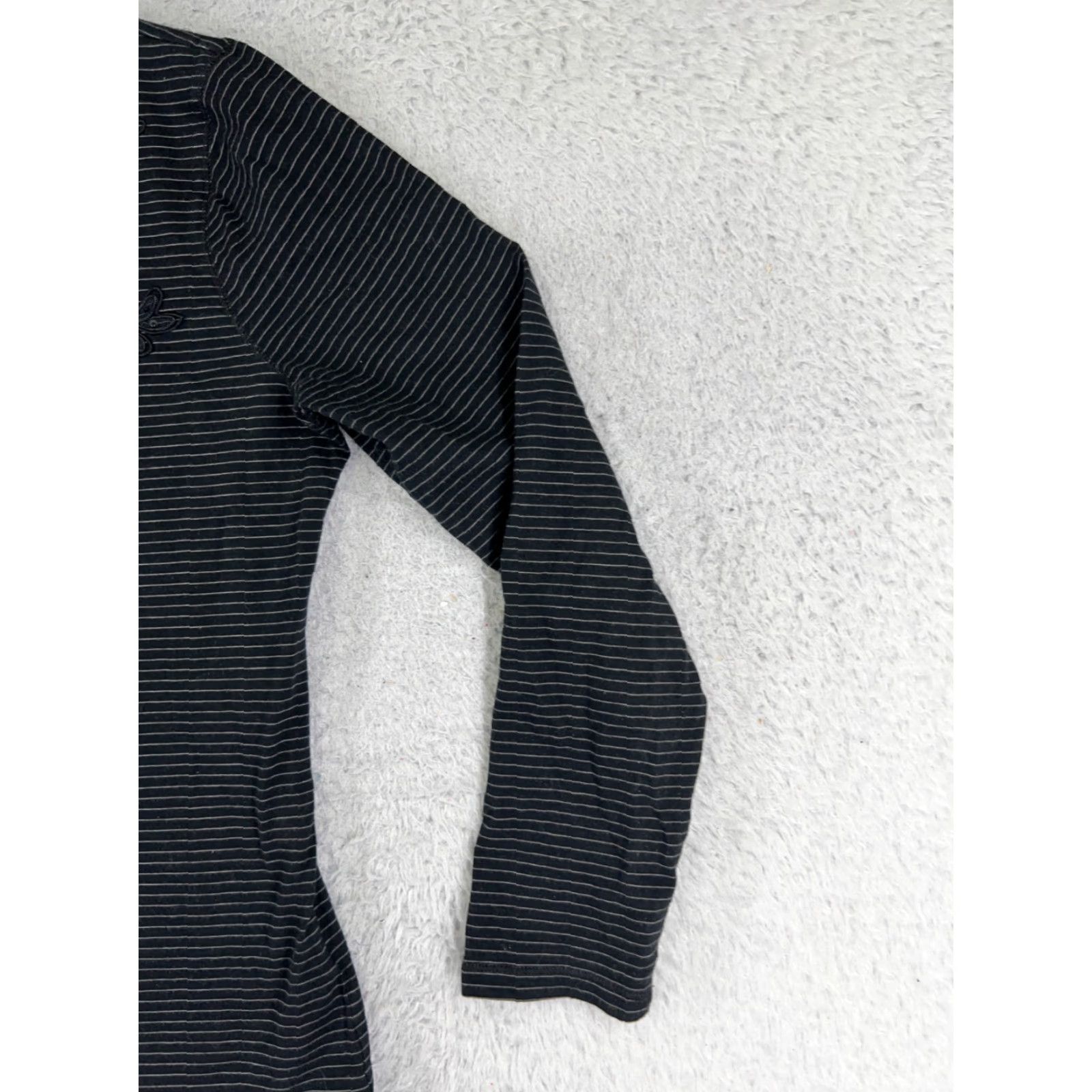 Ralph Lauren VINTAGE Lauren Ralph Lauren Shirt Womens Large Black Stripe Embroidered Paisley Cotton Size L / US 10 / IT 46 - 2 Thumbnail
