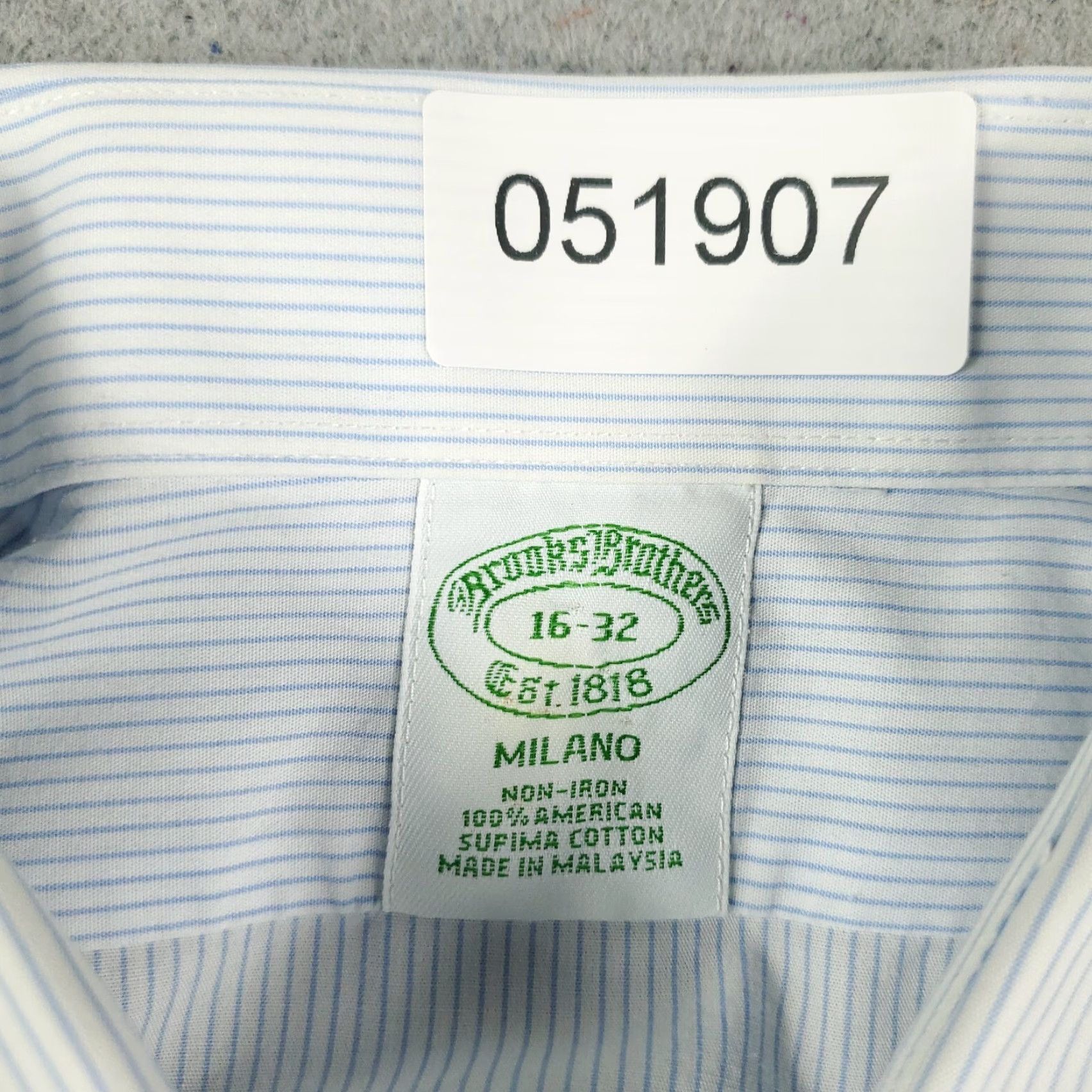 Brooks Brothers Brooks Brothers Dress Shirt Mens 16 Blue Striped Long Sleeve Button Up Non-Iron Regular Fit Size 42R - 7 Thumbnail