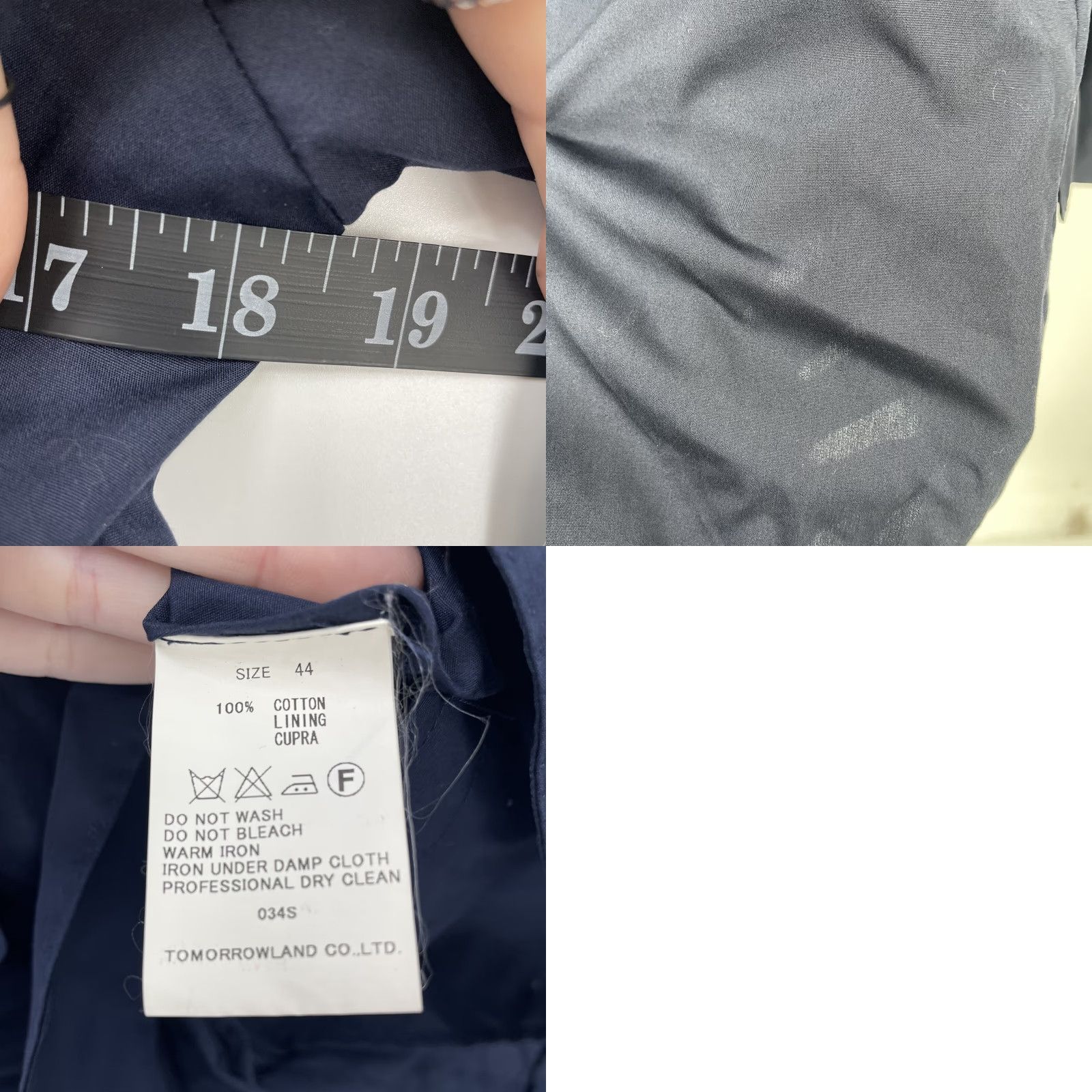 Vintage VINTAGE Tomorrowland Men's Blazer Sport Coat Jacket Single-Breasted Size Small Navy Blue Cotton Modern Mens Size 36R - 8 Thumbnail