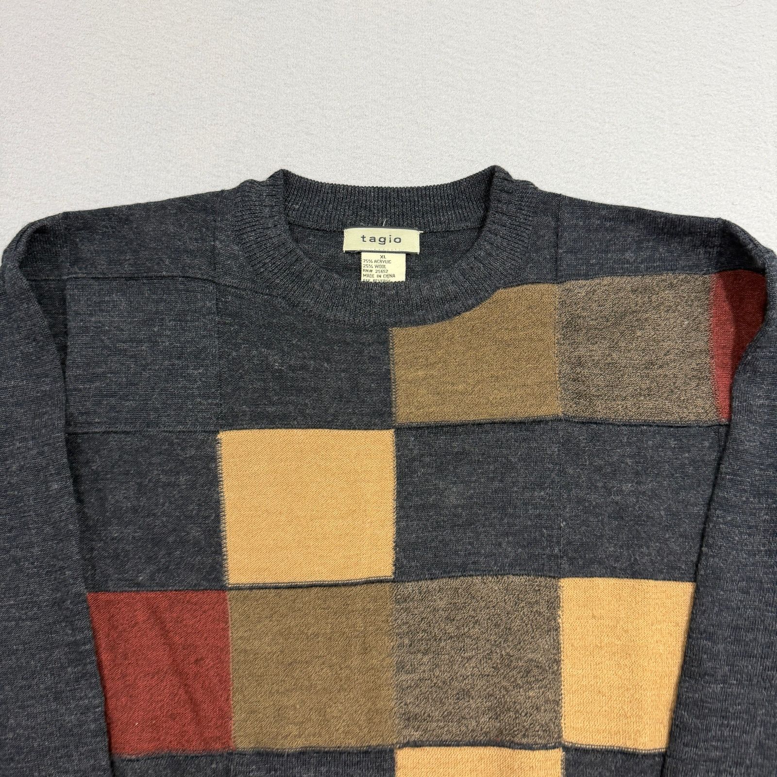 Vintage Vintage Tagio Sweater Extra Large Gray Checkered Wool Blend Size US XL / EU 56 / 4 - 3 Thumbnail