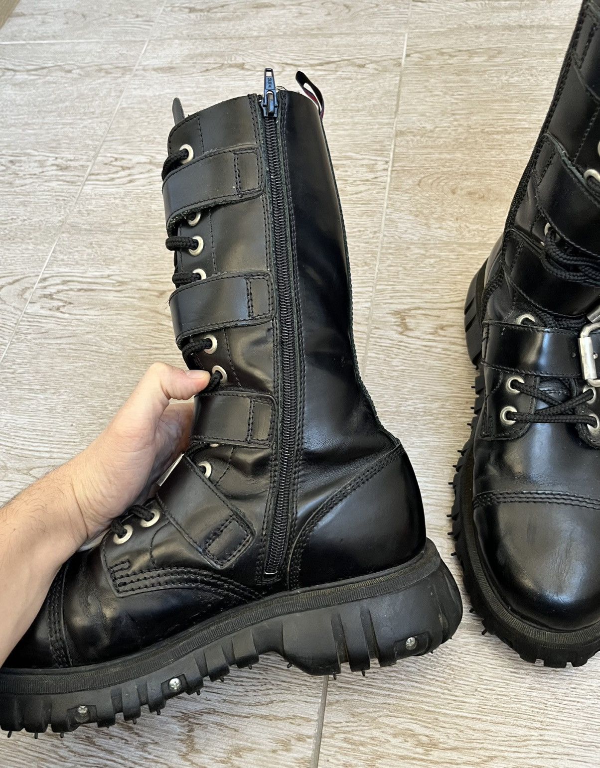New Rock Nevermind Leather Belted Boots New Rock Style 90s Size US 11 / EU 44 - 11 Thumbnail