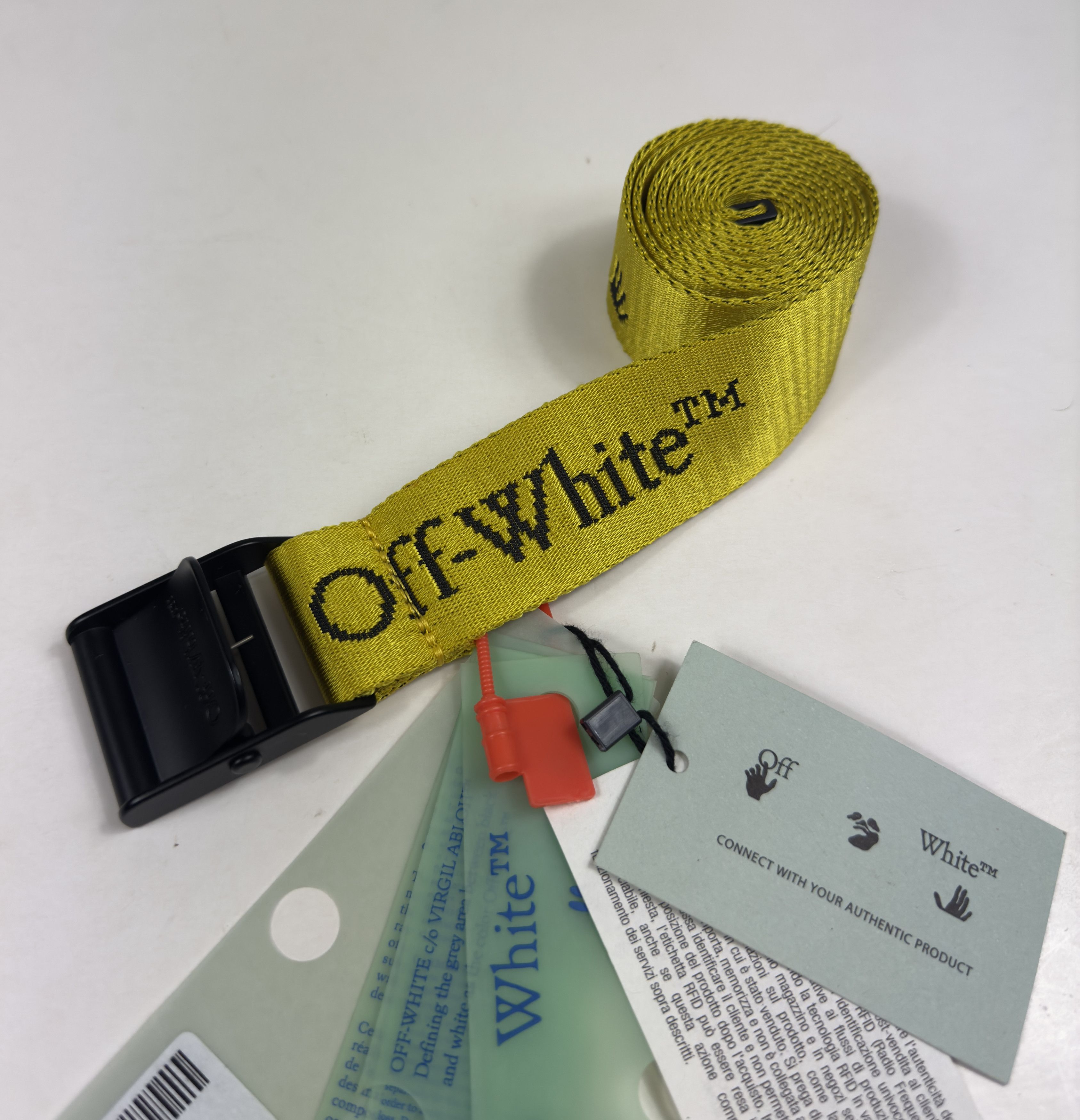 Off White Virgil Abloh New Off White Mini Industrial Yellow Logo Belt Grailed