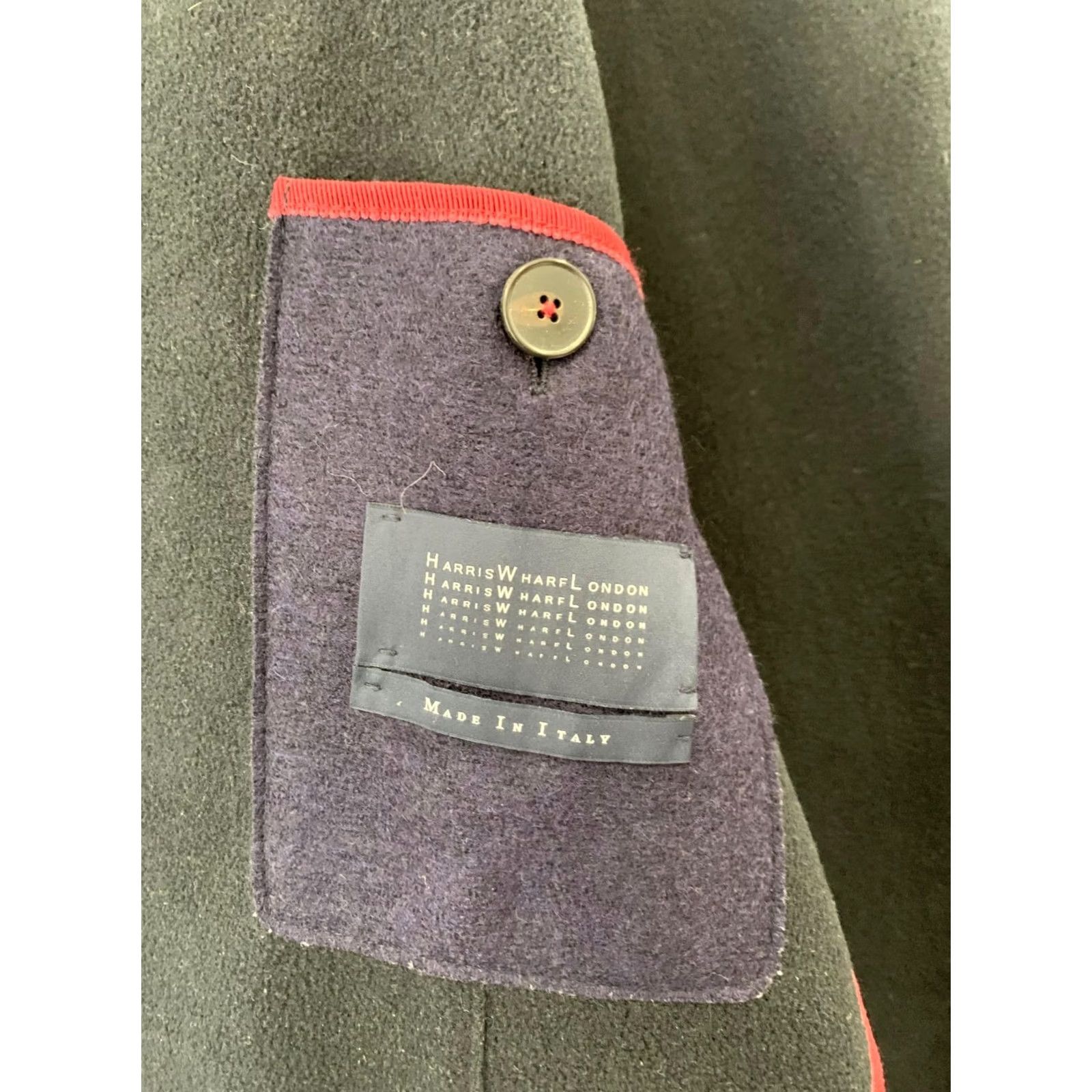 Vintage Harris Wharf London Blazer Men XL IT56 Dark Navy Blue 3-Button Italy Virgin Wool EUC Size 46R - 6 Thumbnail