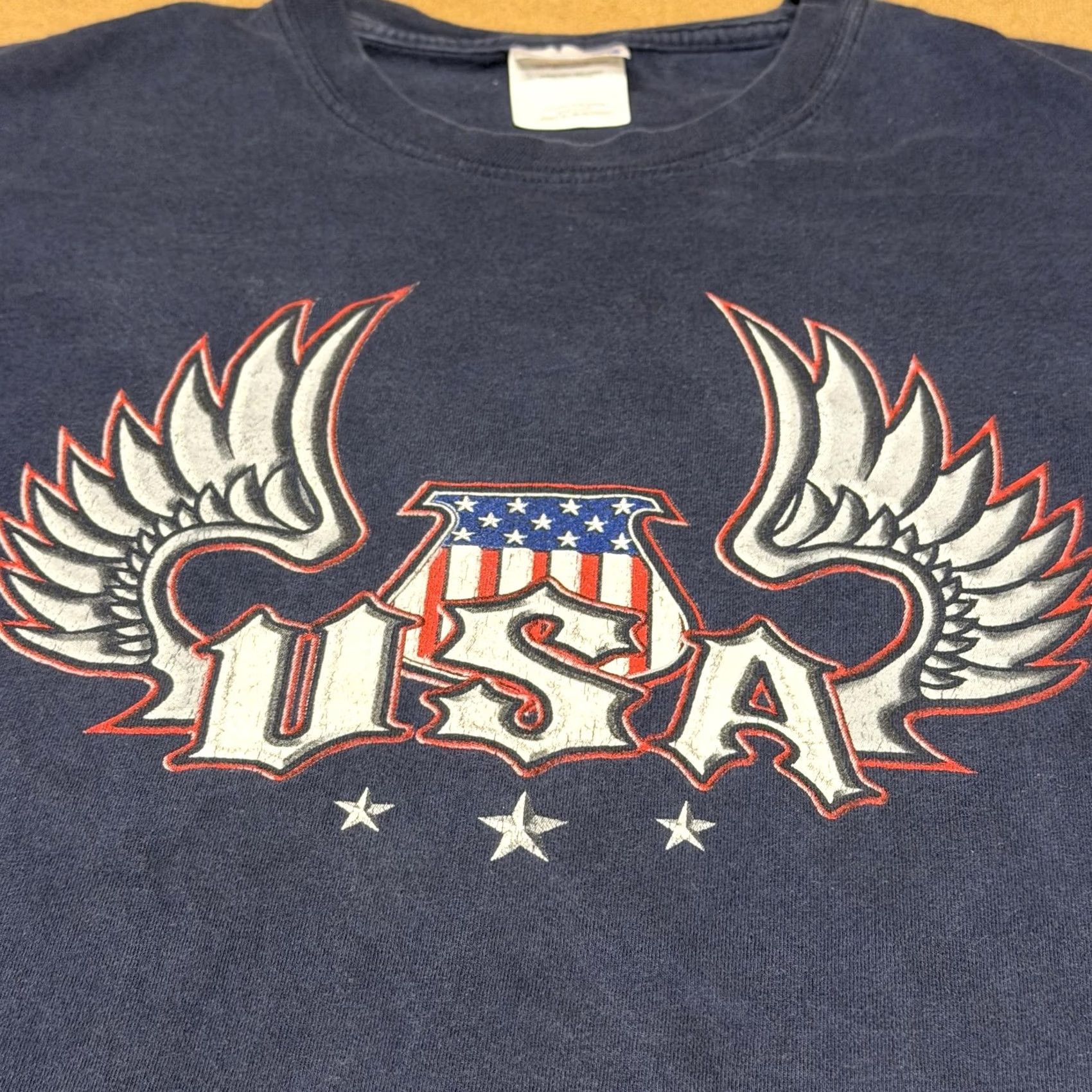 Hanes Hanes Shirt Mens XL Blue USA Eagle Flag Heavyweight Patriotic Graphic T-Shirt Size US XL / EU 56 / 4 - 4 Thumbnail