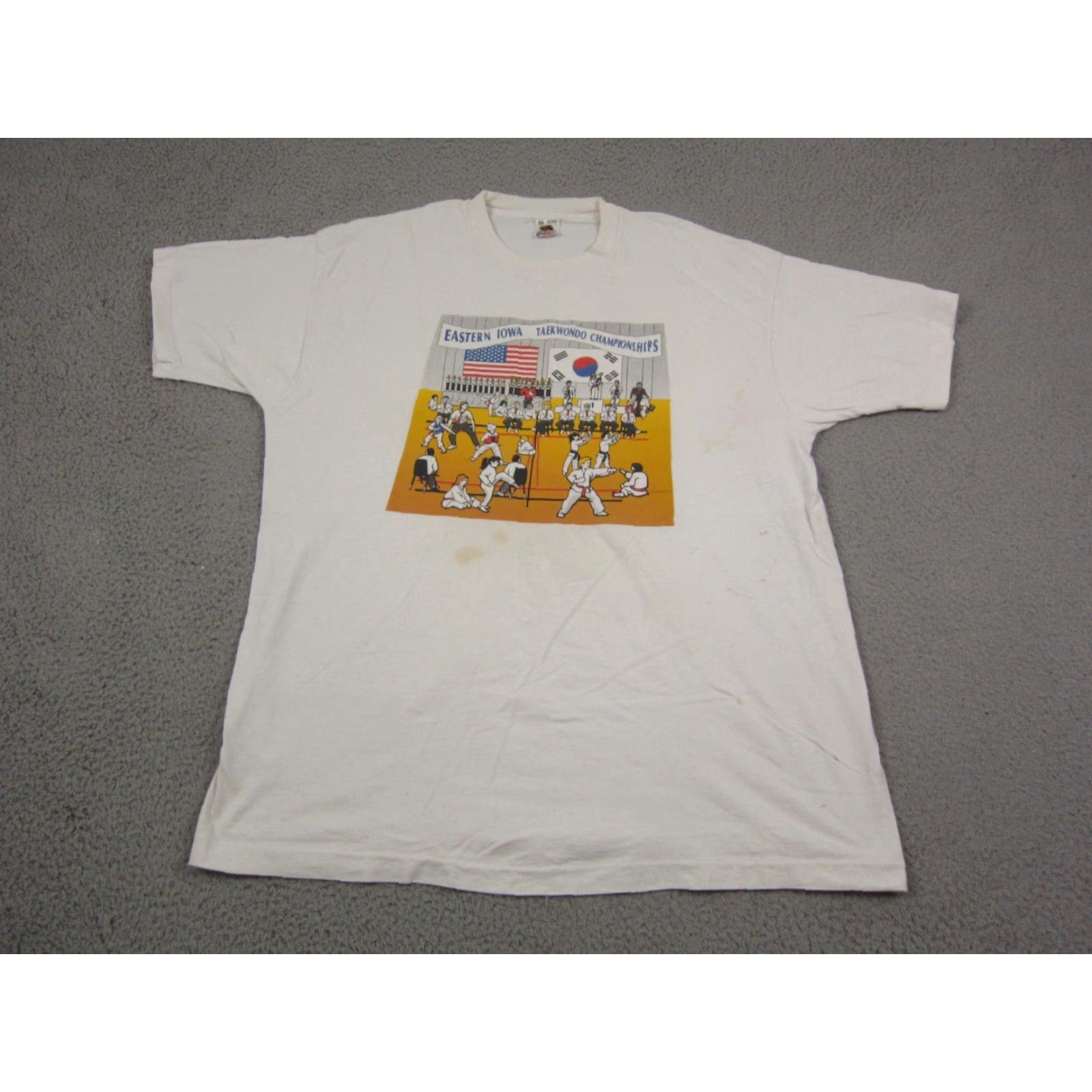 Fruit Of The Loom VINTAGE Fruit of the Loom Shirt Adult 2XL White Mens USA 80s Taekwondo Championship Shirt Size US XXL / EU 58 / 5 - 2 Thumbnail