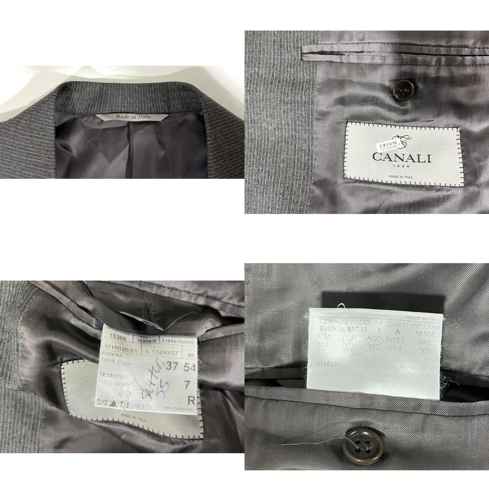 Canali Canali Men’s Two-Button Sport Coat Jacket Wool Made in Italy Gray 44R Regular Suit Coat Mens Dress Jacket Size 44R - 8 Thumbnail