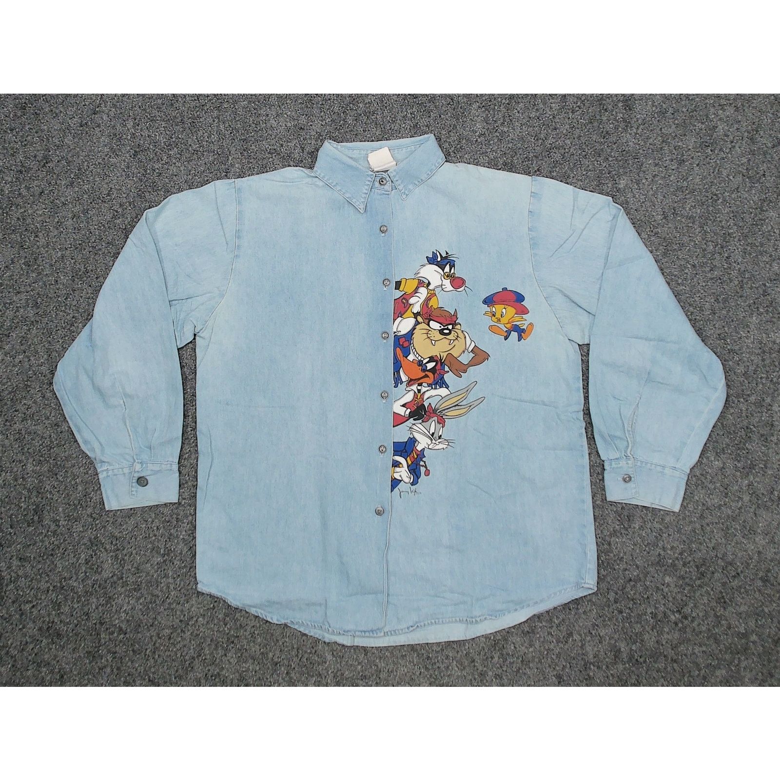Vintage Jerry Leigh Y2K 2008 Looney Tunes Boxy Chambray Overshirt Size M / US 6-8 / IT 42-44 - 3 Thumbnail
