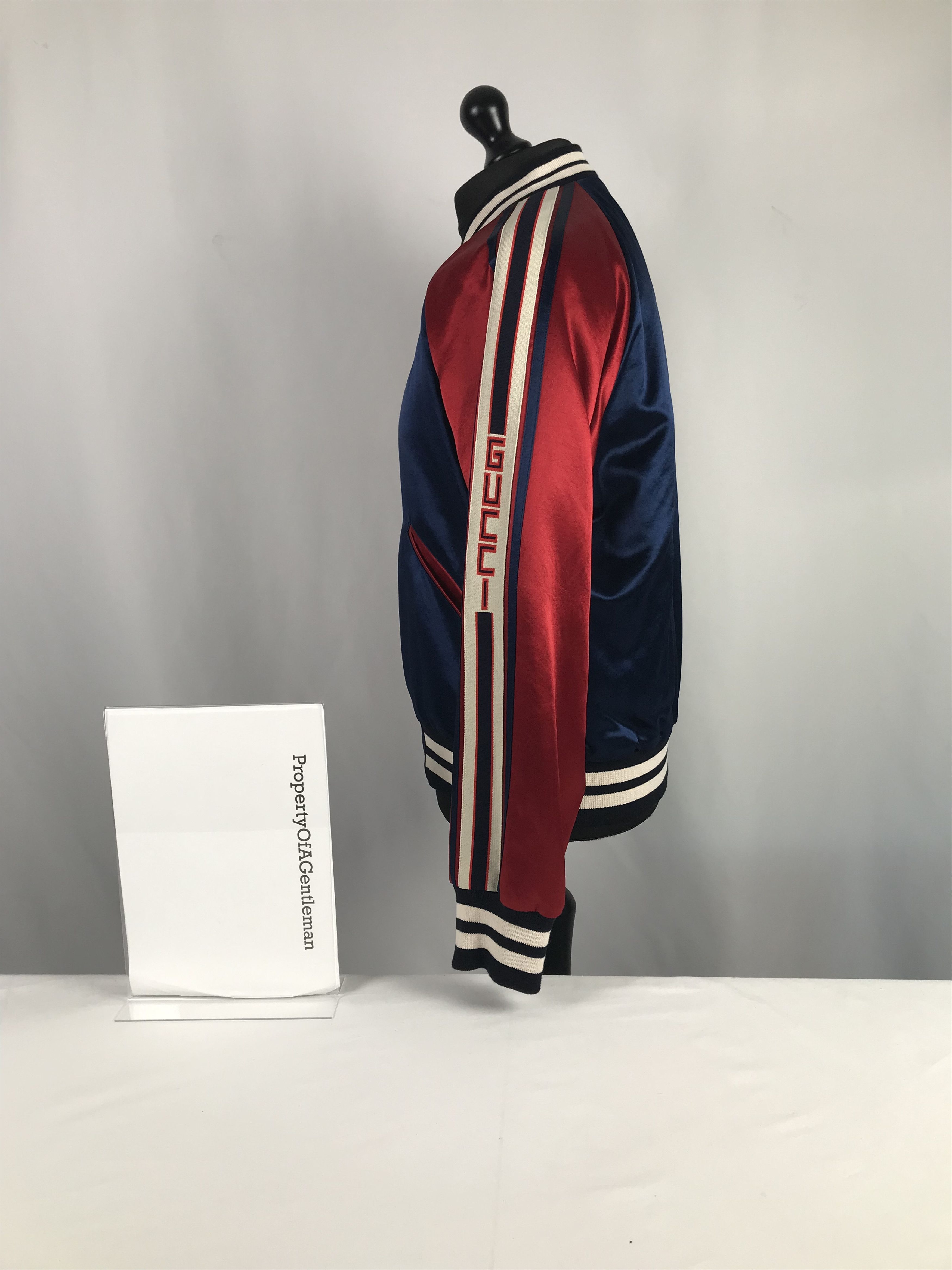 Gucci Gucci Blue & Red Silk Bomber Jacket Size US L / EU 52-54 / 3 - 4 Thumbnail