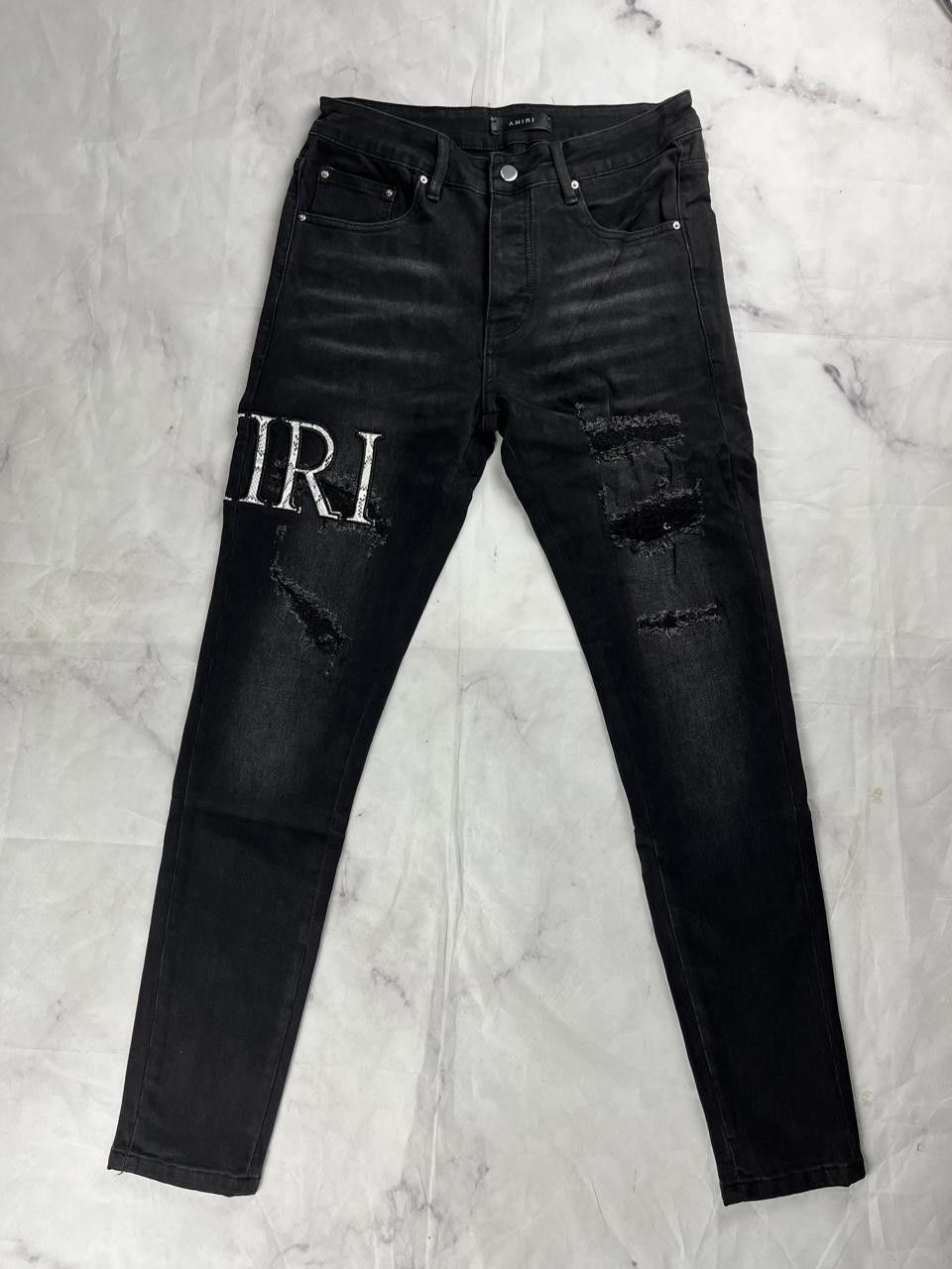 Amiri Amiri Blue Paisley Flame Black Denim Jeans Size 30 | Grailed