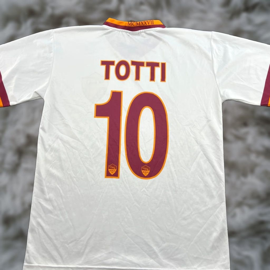 Vintage AS Roma Official 2013 2014 Away Jersey Totti #10 Mens Small Licensed Shirt Football White Short Sleeve Mockup Size US S / EU 44-46 / 1 - 1 Thumbnail