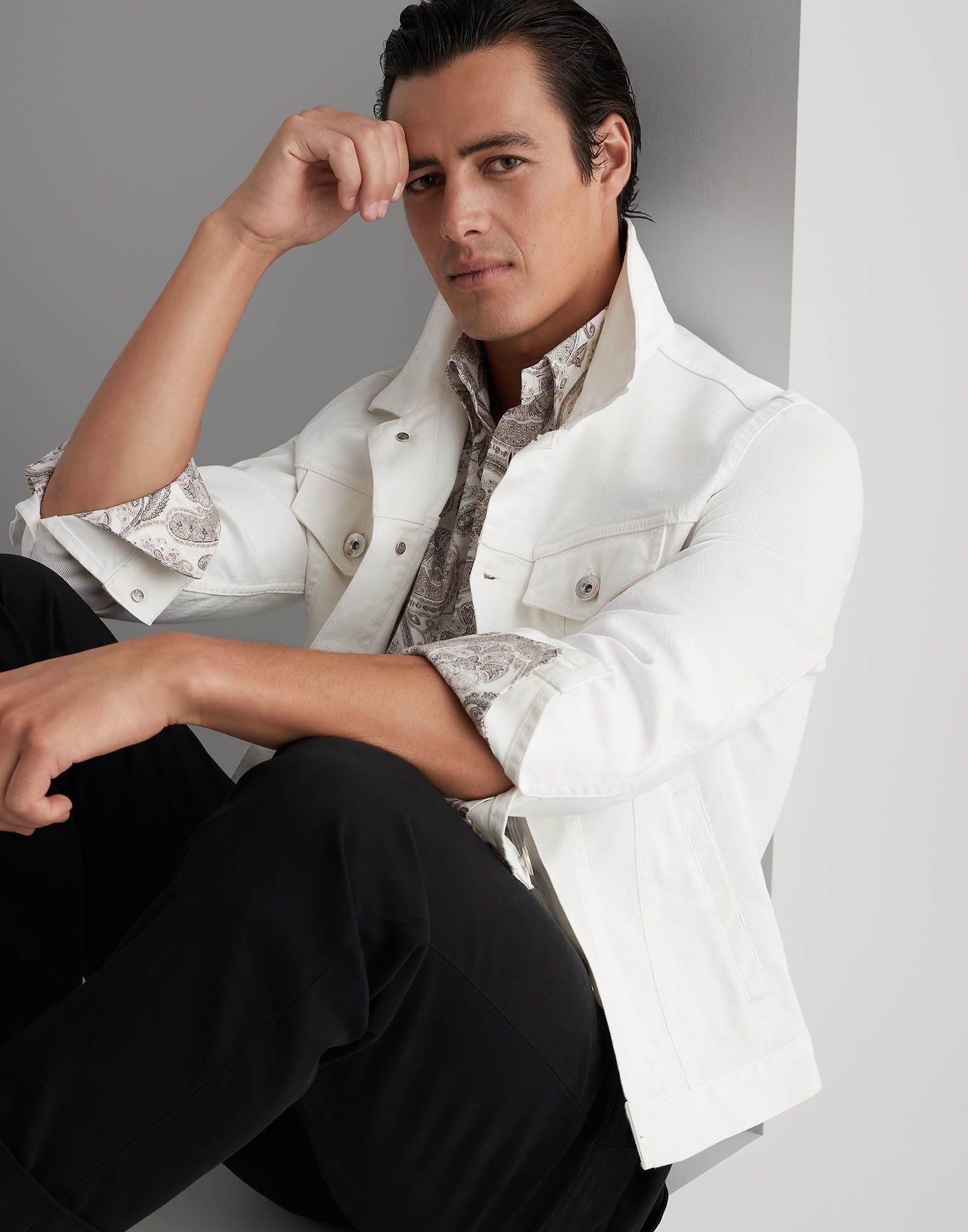 Brunello Cucinelli Denim Jacket in White Size US S / EU 44-46 / 1 - 2 Thumbnail