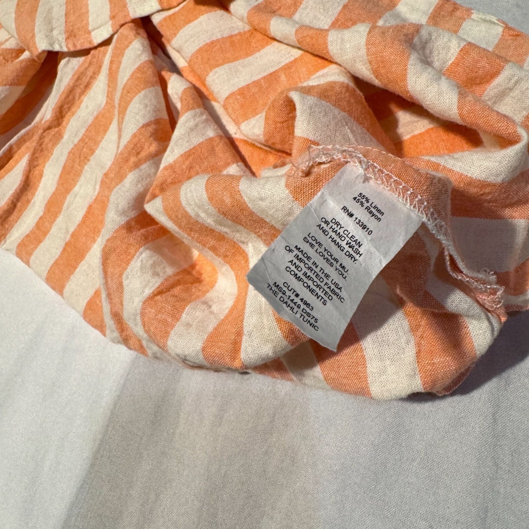 Show Me Your MuMu Show Me Your MuMu Tunic Shirt - Women S Button-Up Linen Orange Striped Pocket Collared Long Sleeve Breathable Casual Blouse Size S / US 4 / IT 40 - 6 Thumbnail
