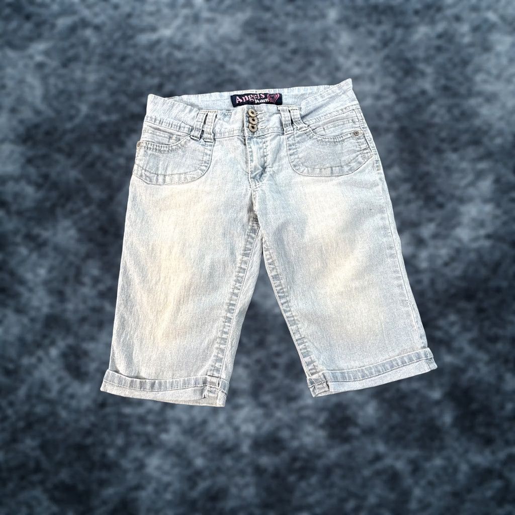 Vintage ANGELS Blue Denim Capri Jeans Low Rise Womens 28 Light Front Pocket Cuffed Size 28" / US 6 / IT 42 - 1 Thumbnail