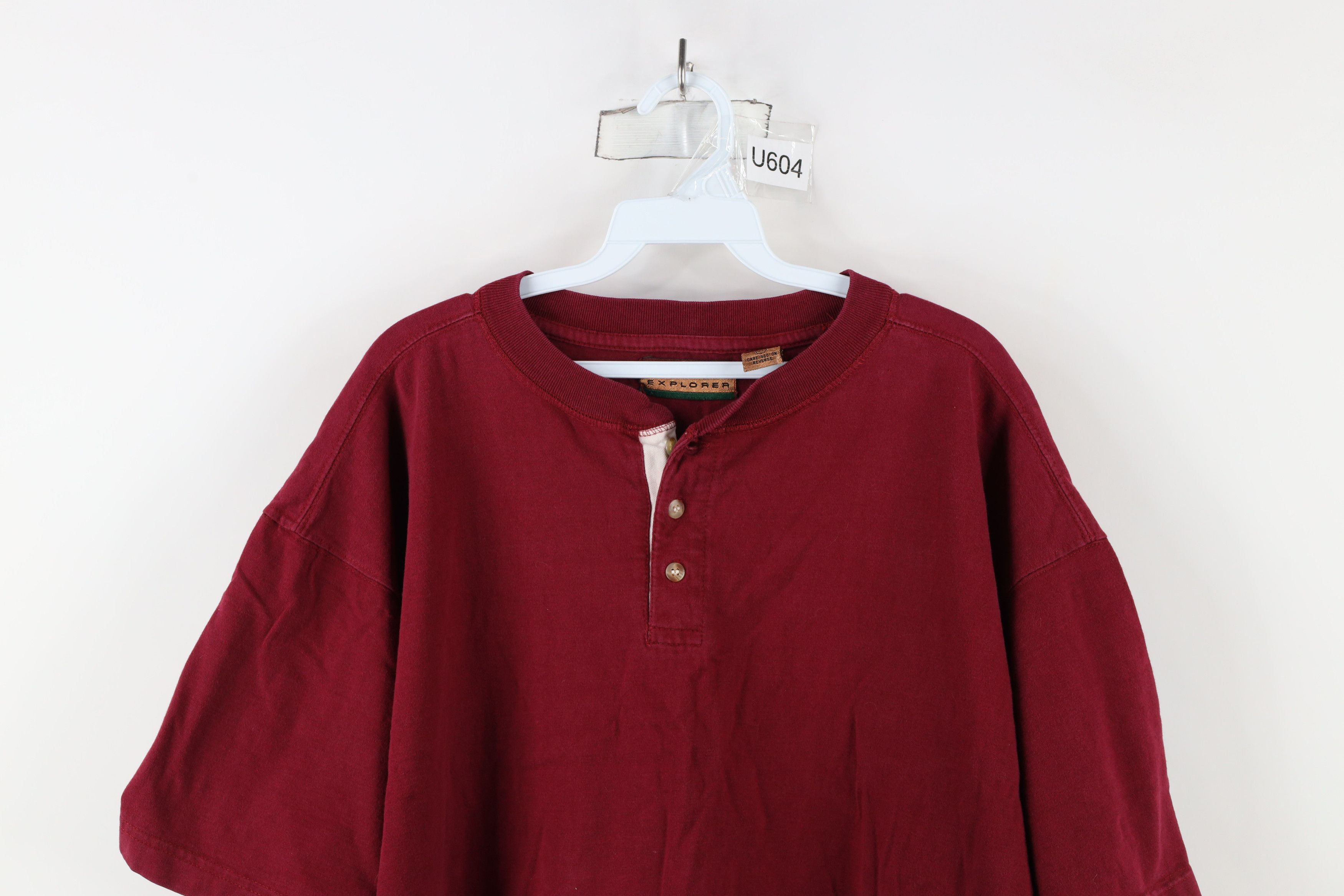 Vintage Vintage 90s Streetwear Short Sleeve Henley T-Shirt Cotton Size US XL / EU 56 / 4 - 2 Thumbnail