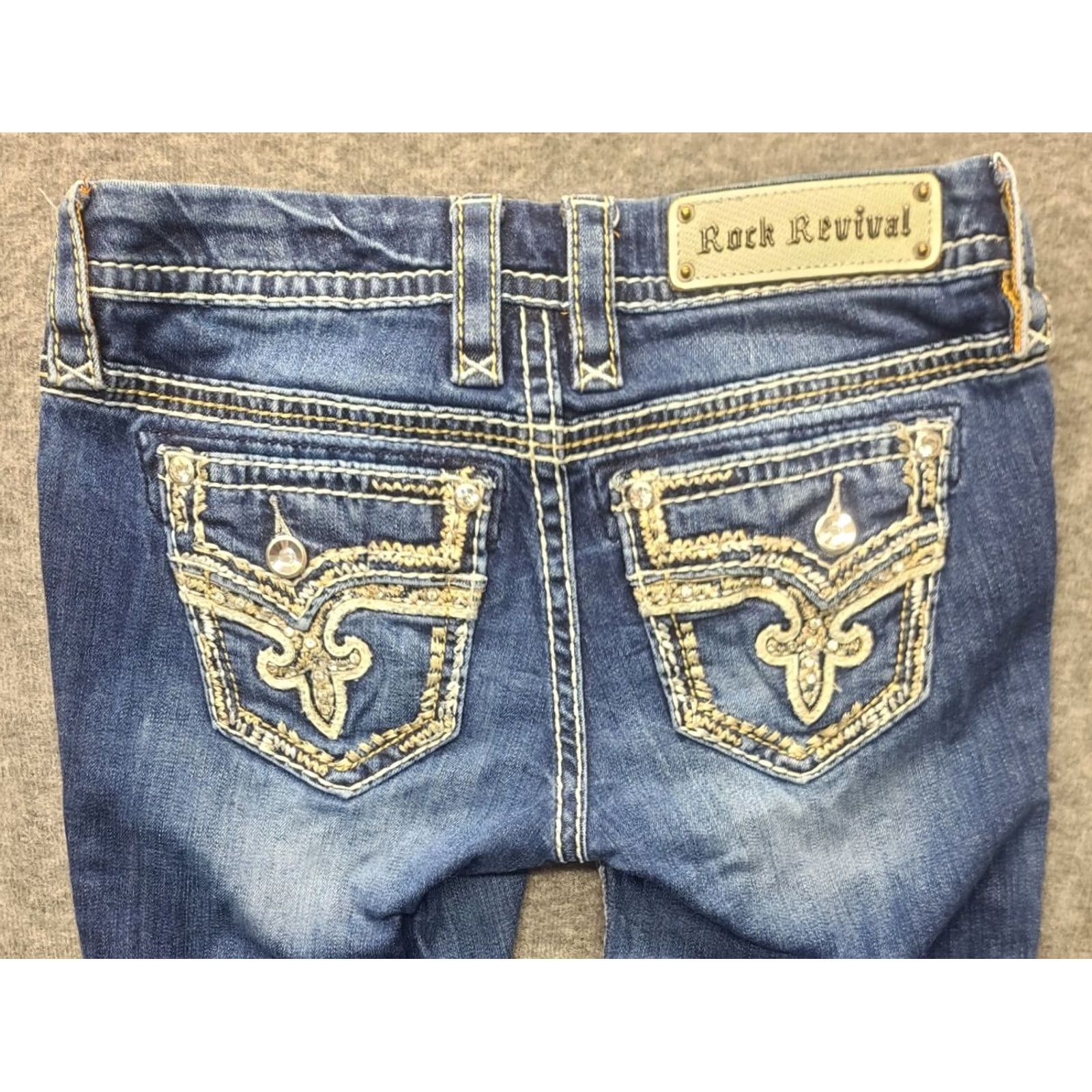 Vintage Rock Revival Jeans Womens 25x31 Betty Easy Skinny Fit Ankle Cut Low Rise Stretch Denim Blue 5-Pocket Size 42" / US 20 - 2 Thumbnail