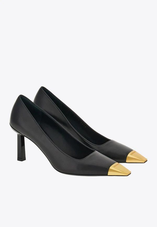 Salvatore Ferragamo o1s1rm0724 Amber Leather Pumps in Black Size US 5.5 / IT 35.5 - 2 Thumbnail