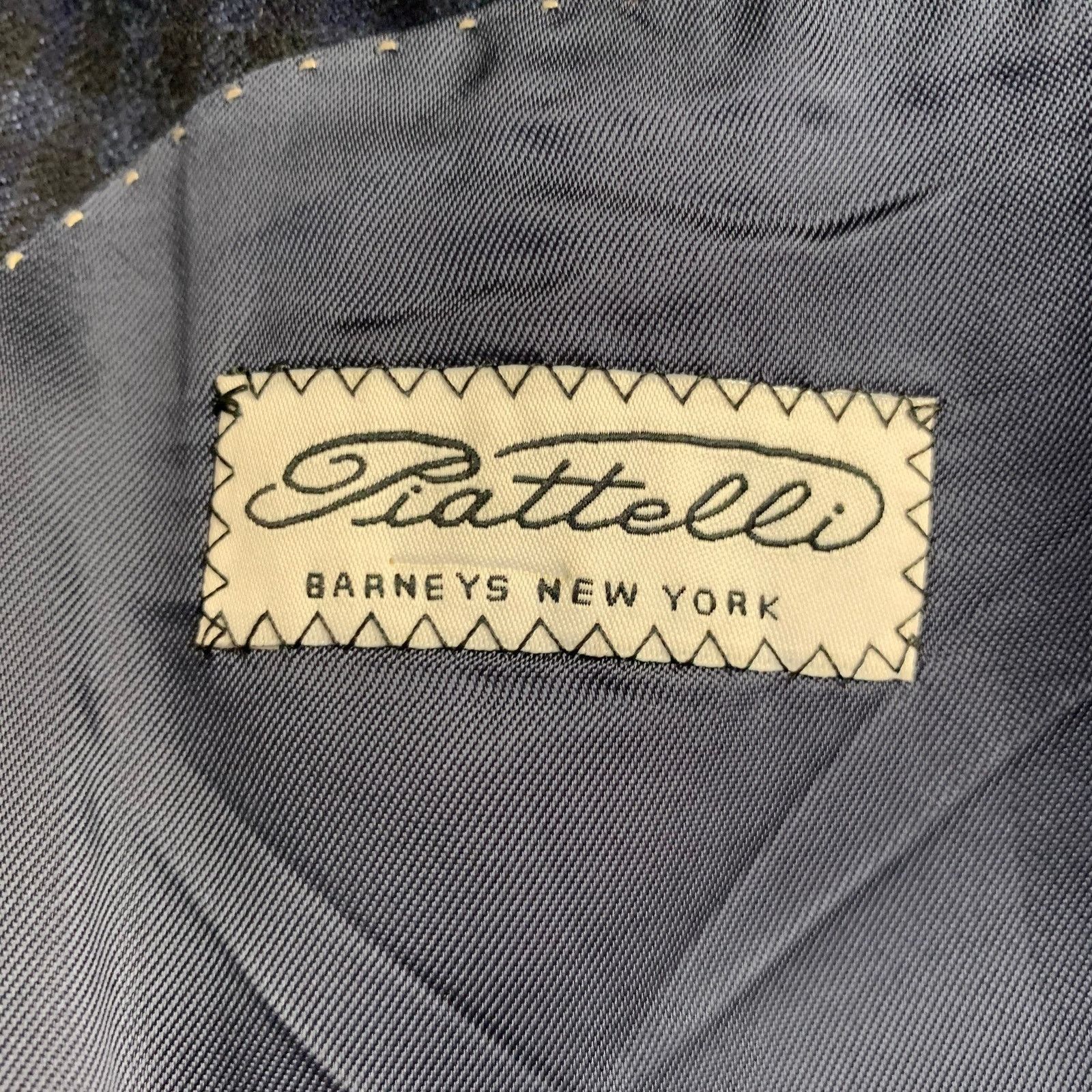 Piattelli Size 44 Navy Black Checkered Wool Single Breasted Sport Coat Size 44L - 6 Thumbnail
