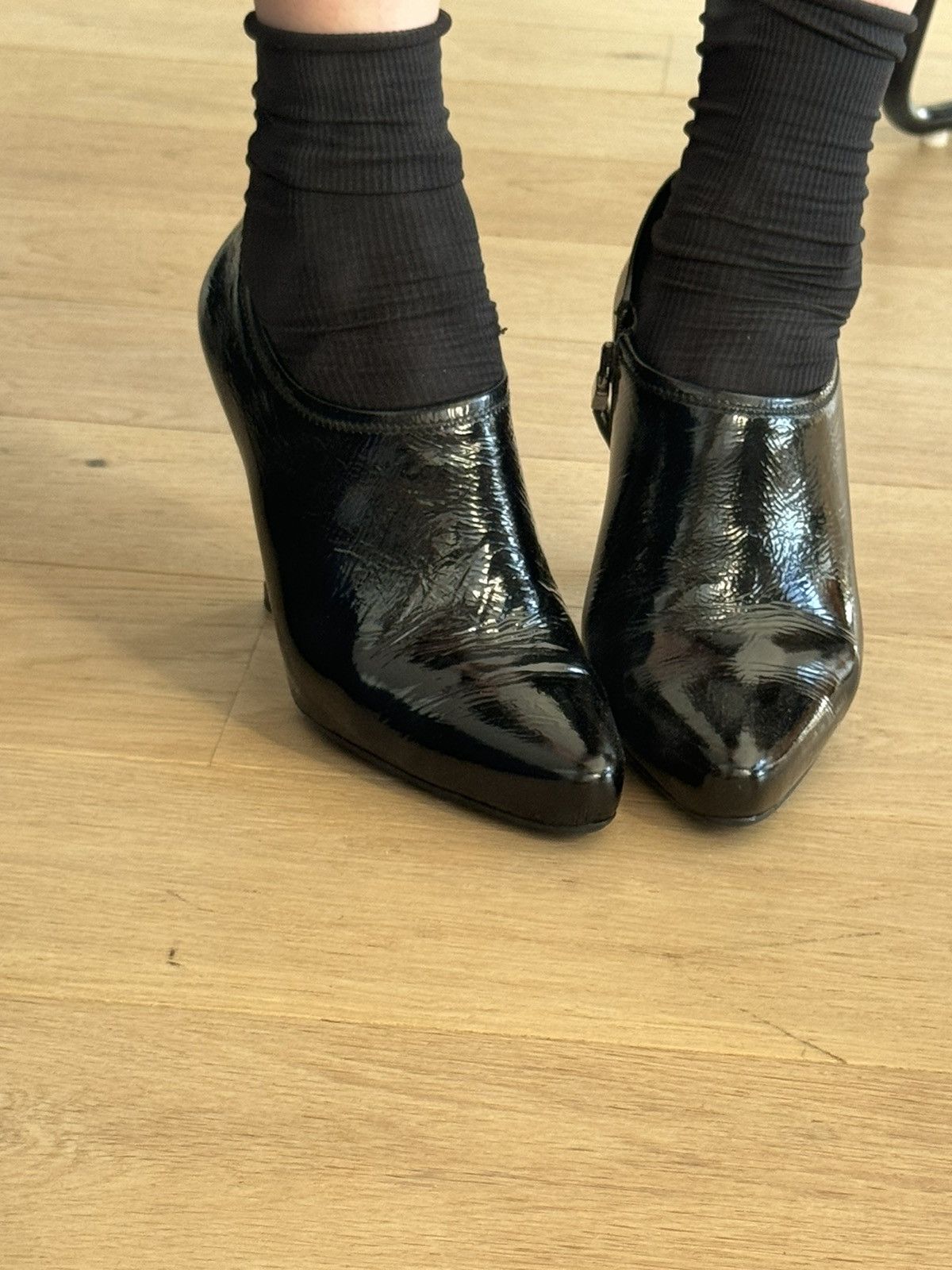 Prada Patent leather high heeled ankle boots Size US 7.5 / IT 37.5 - 17 Thumbnail