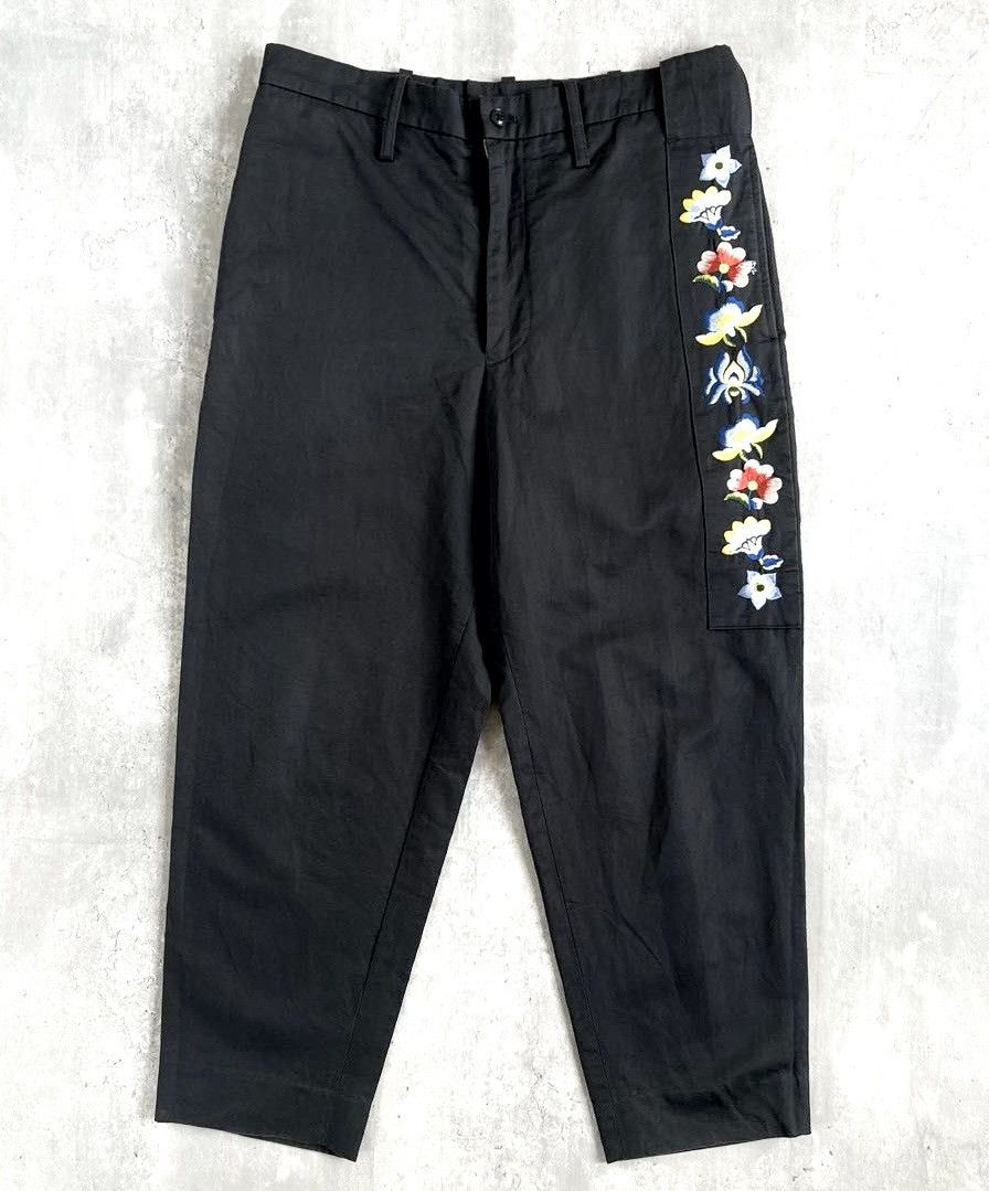 Yohji Yamamoto Flower Embroidered Pants Size US 31 - 1 Thumbnail
