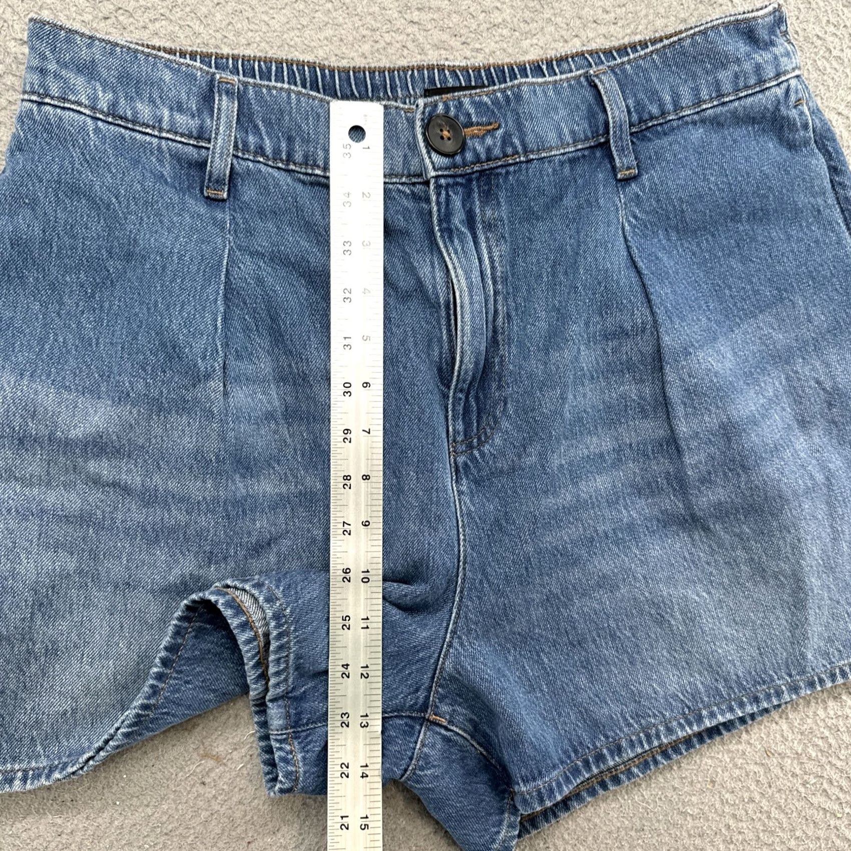 Express Express Super High Rise Elastic Waist Denim Shorts Women L Blue Mom Style Womens Size 36" / US 14 / IT 50 - 6 Thumbnail