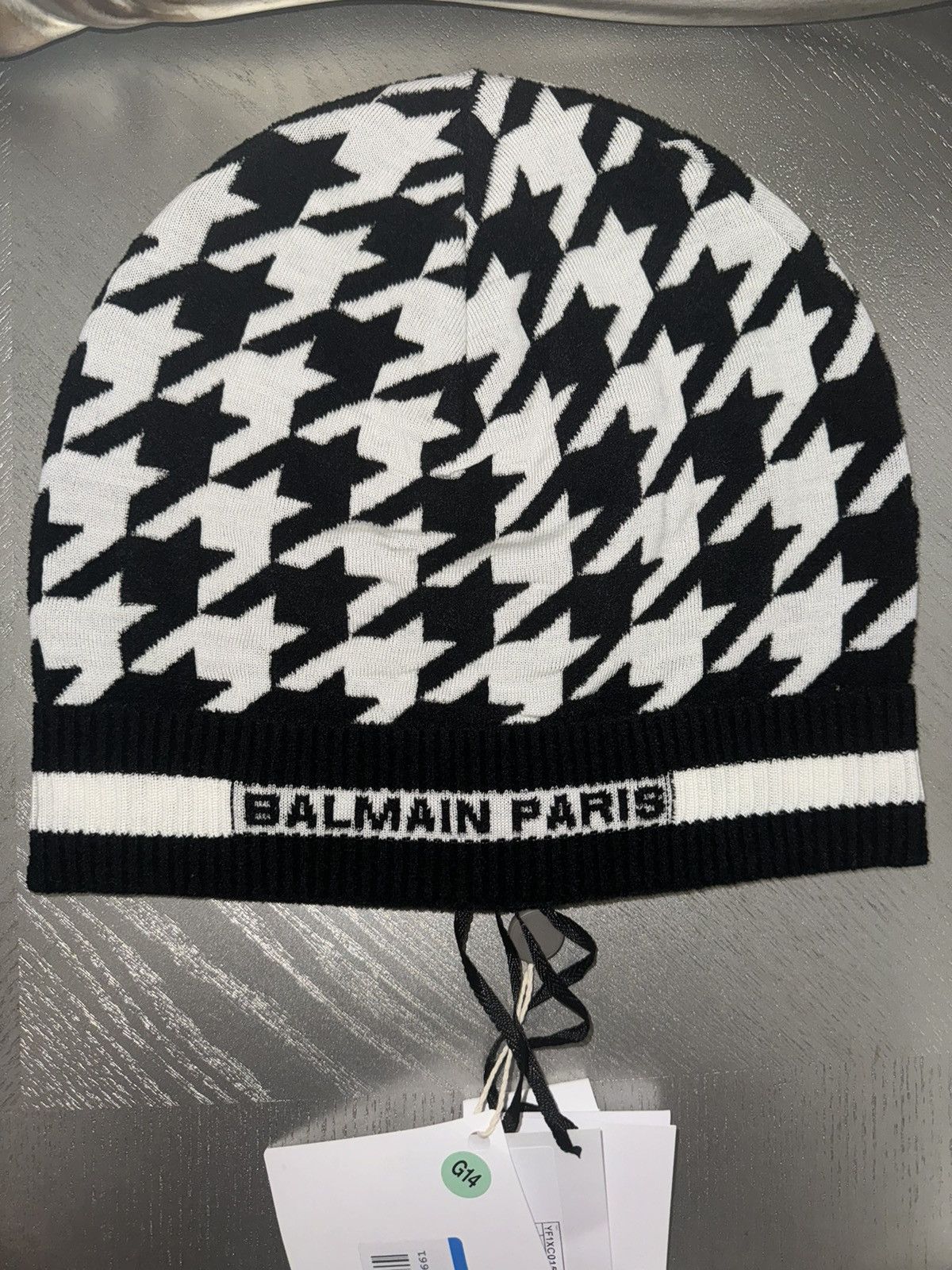 Balmain Balmain Houndstooth Jacquard Wool Beanie Size ONE SIZE - 2 Thumbnail