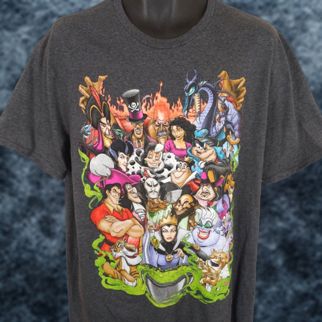 Disney Disney Villains T Shirt Mens Size XL Gray Evil Queen Gaston Ursula Cruella Size US XL / EU 56 / 4 - 1 Thumbnail