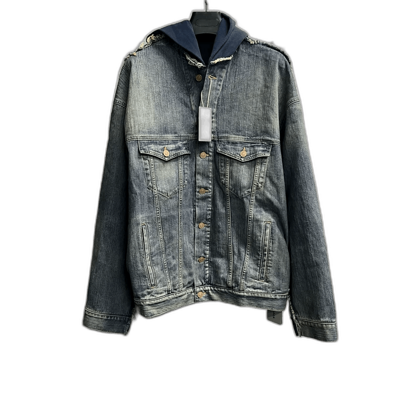 Balenciaga Blue Button-Up Hooded Oversized Jacket-2506 Size US M / EU 48-50 / 2 - 1 Thumbnail