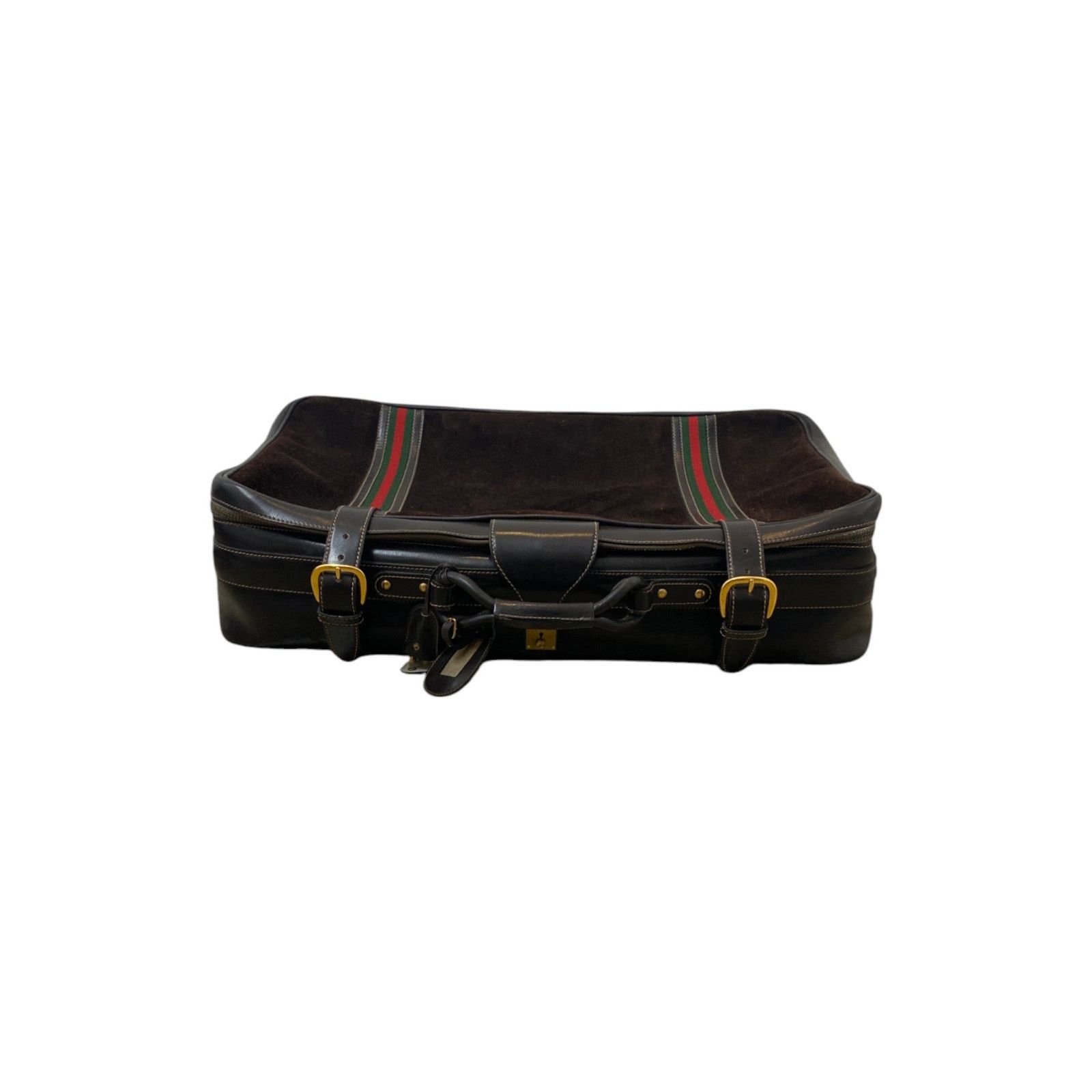Gucci 80s Brown Monogram Webstripe Suede Suitcase Size ONE SIZE - 6 Thumbnail