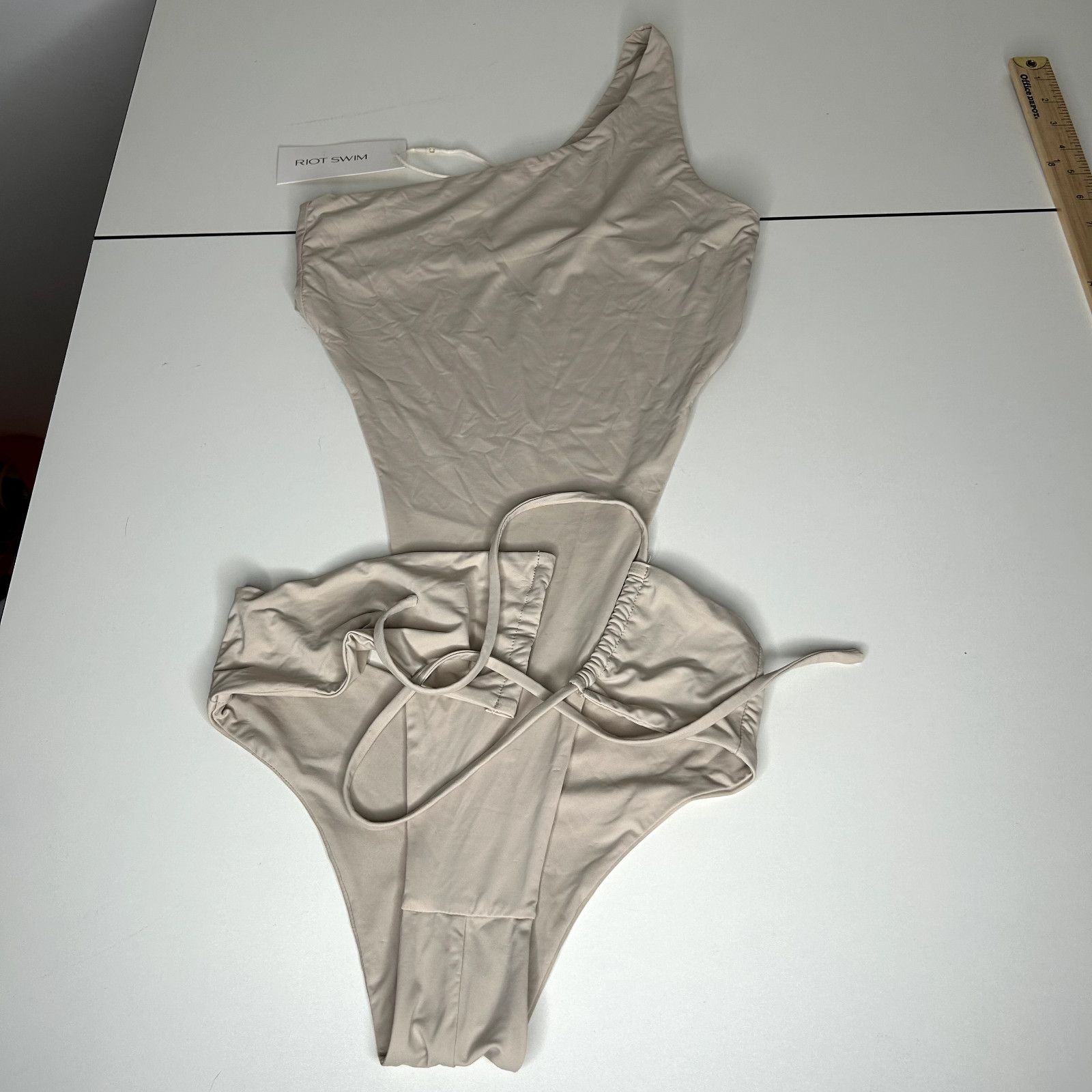 Other NWT Riot Swim Coconut Maddox 1-Shoulder Tie High Leg Suit SM Size S / US 4 / IT 40 - 1 Thumbnail