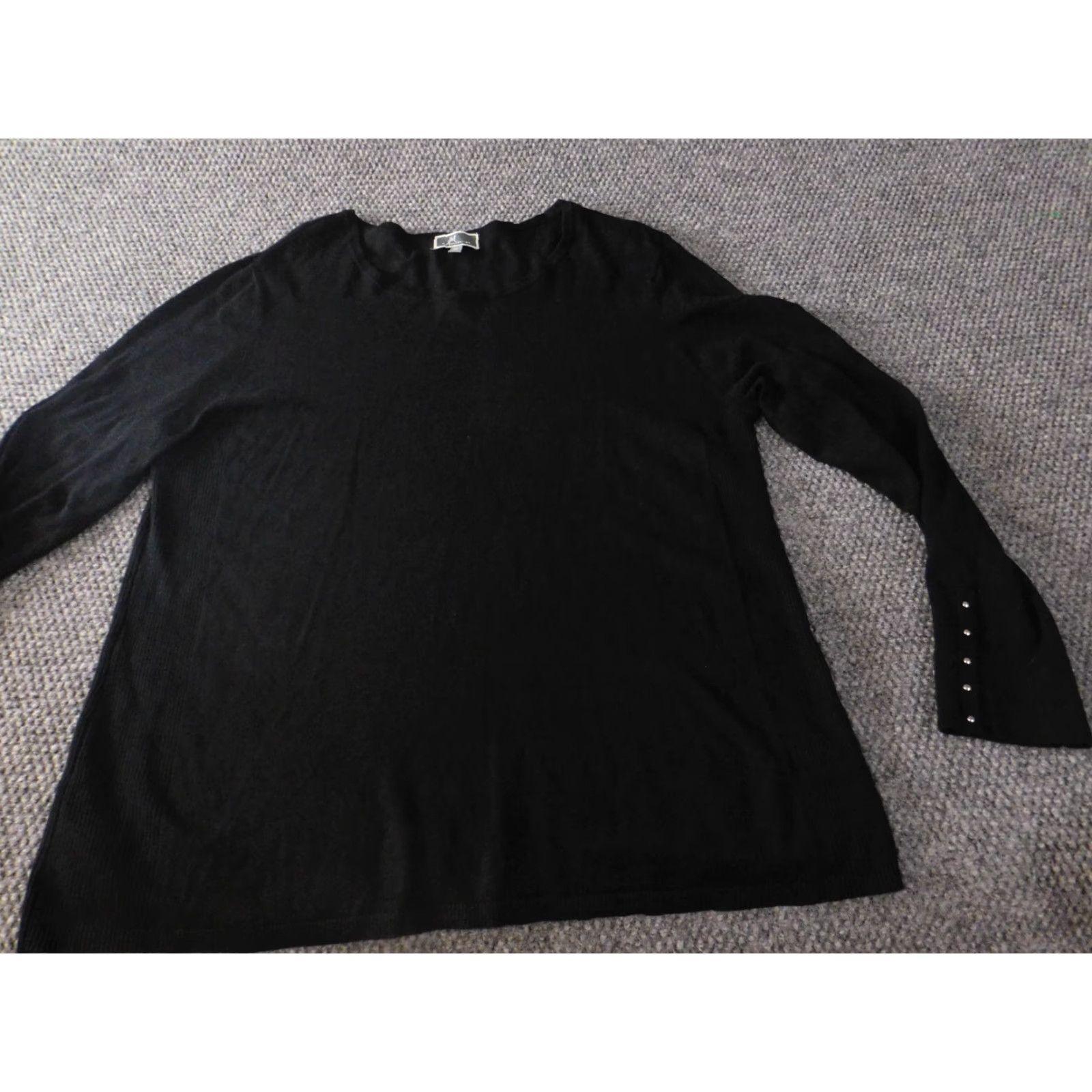 JM Collection JM Collection Womens Sweater XL Black Pullover Round Neck Stretch Rayon Nylon Knit Classic Regular Knitwear Pullover Womens Fashion Options: None Size XL / US 12-14 / IT 48-50 - 2 Thumbnail