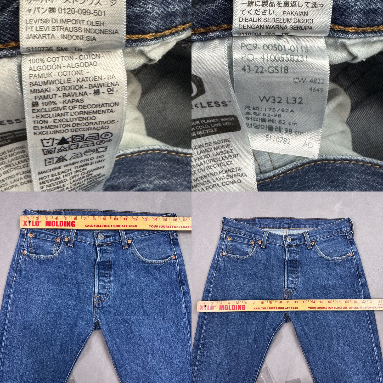 Levi's 501 Jeans Men 32x32 Blue Denim Pants Dark Wash Faded