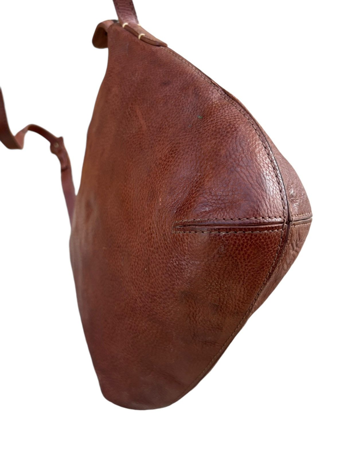 Leather Genten Japan Patina Brown Solid Leather Bag Sling Size ONE SIZE - 17 Thumbnail