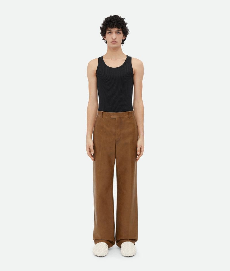 Bottega Veneta o1s1rm0326 Vintage-Effect Leather Trousers in Brown Size US 32 / EU 48 - 1 Thumbnail