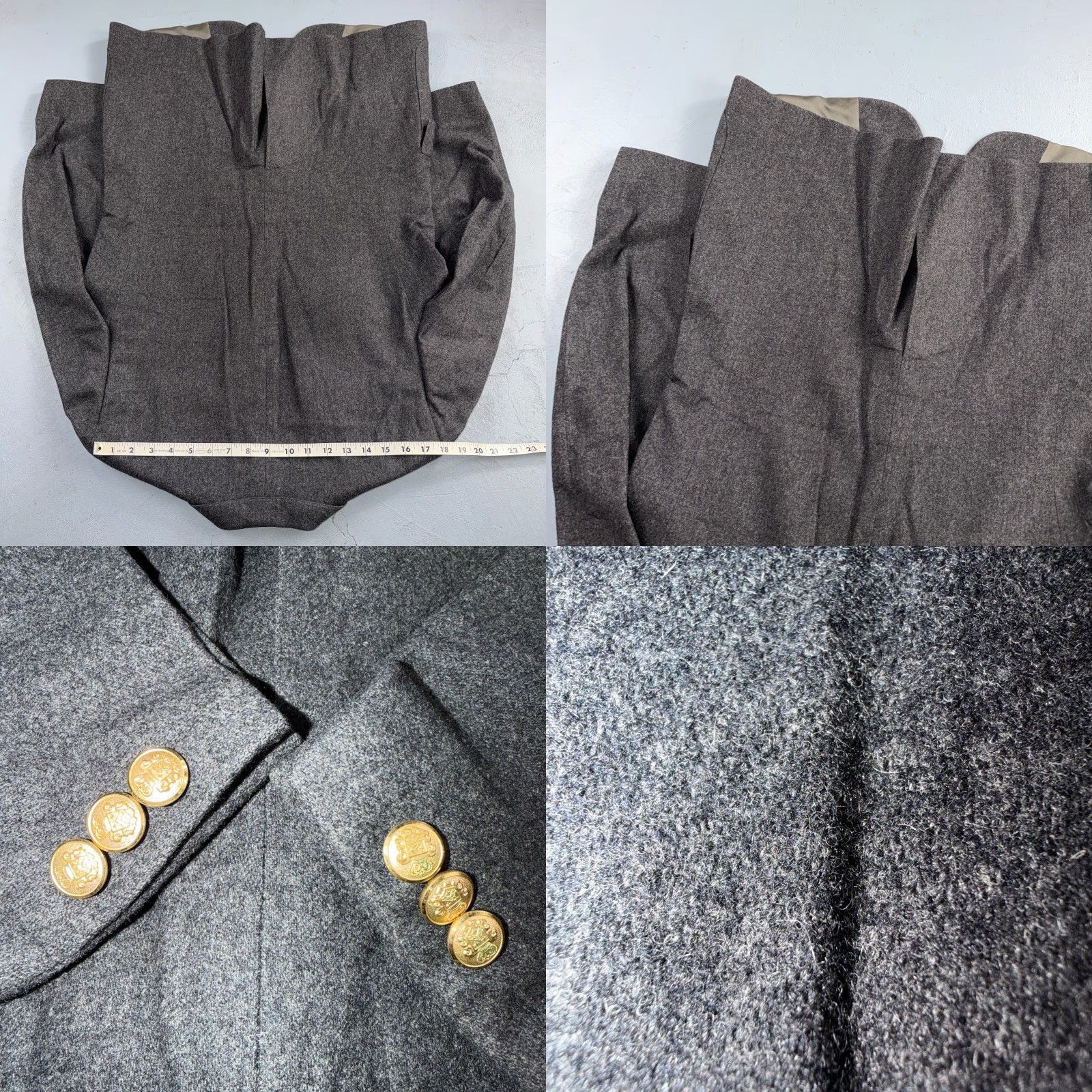 Nordstrom VINTAGE Nordstrom 42 Blazer Gray Wool Sport Coat USA 1980s Union USA Gold Button Size 42R - 9 Thumbnail