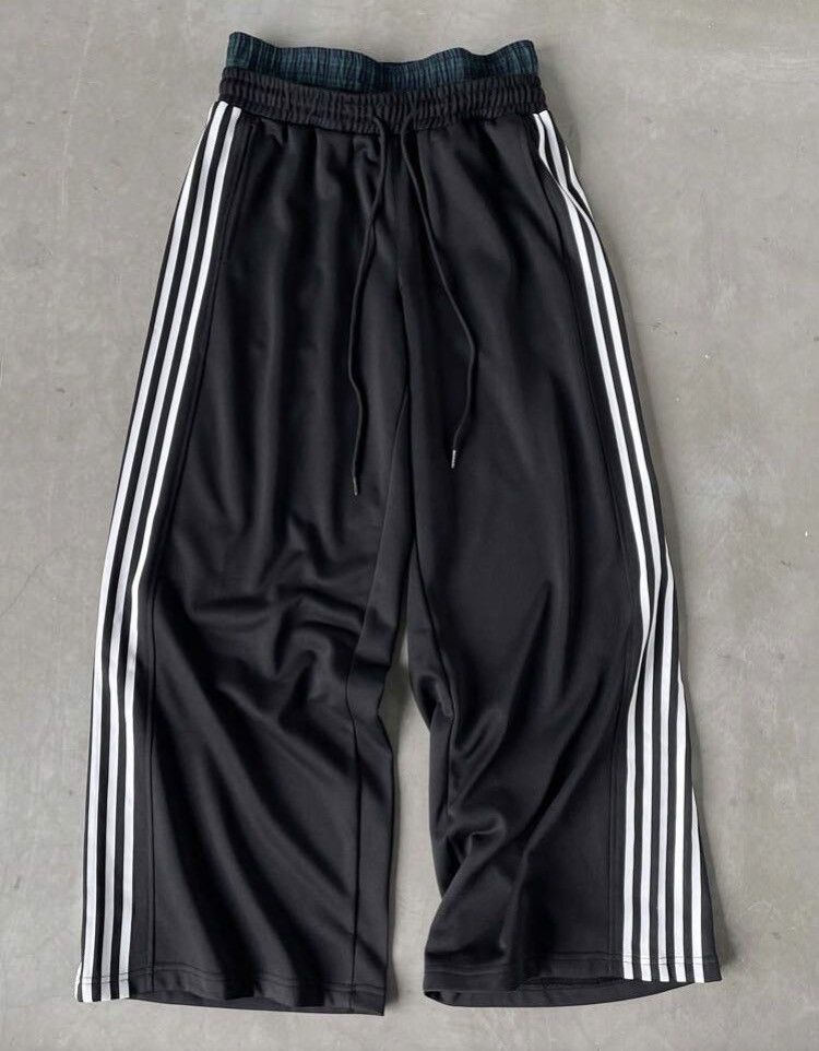 Japanese Brand Wide Leg Track Pants - Double Waistband Plaid Detail Size US 30 / EU 46 - 3 Thumbnail