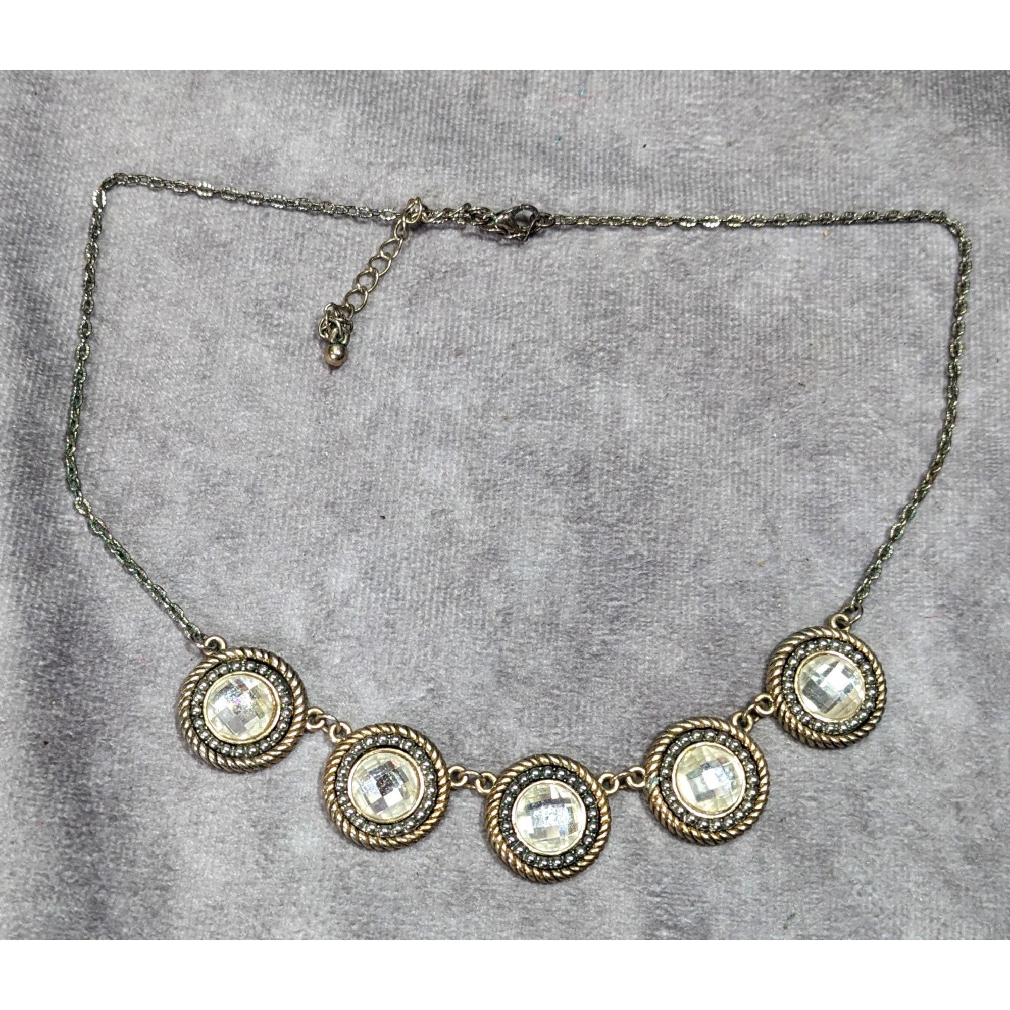 Other Elegant Glam Gold Tone Faceted Glass Gemmed Necklace Size ONE SIZE - 6 Thumbnail
