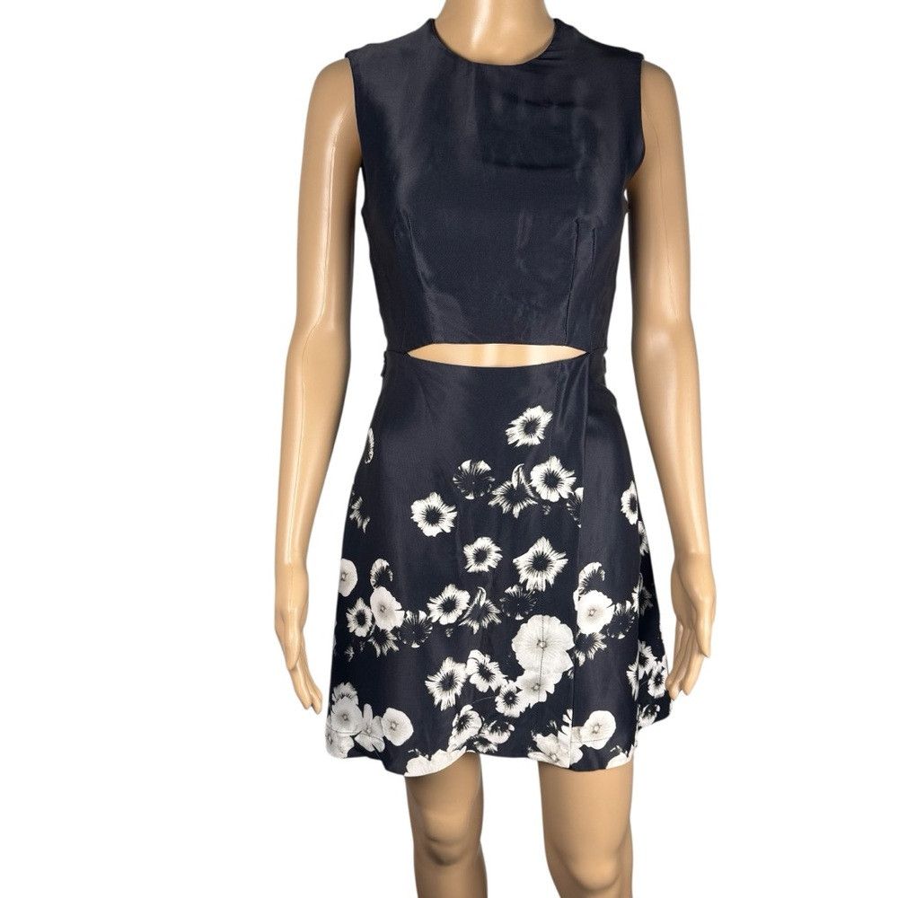 Other LOVER Black Floral Cutout Viscose Sleeveless Mini Dress Siz Size XS / US 0-2 / IT 36-38 - 2 Thumbnail