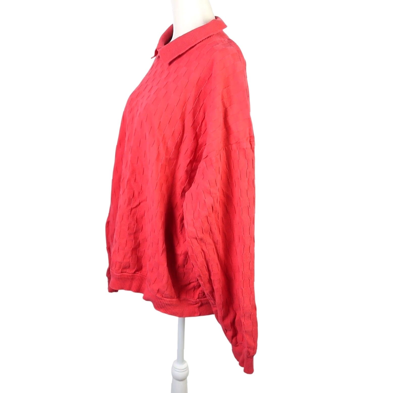Vintage VINTAGE 90s Cotton to the Core Red Grid Collared Sweatshirt XL Women Size XL / US 12-14 / IT 48-50 - 3 Thumbnail
